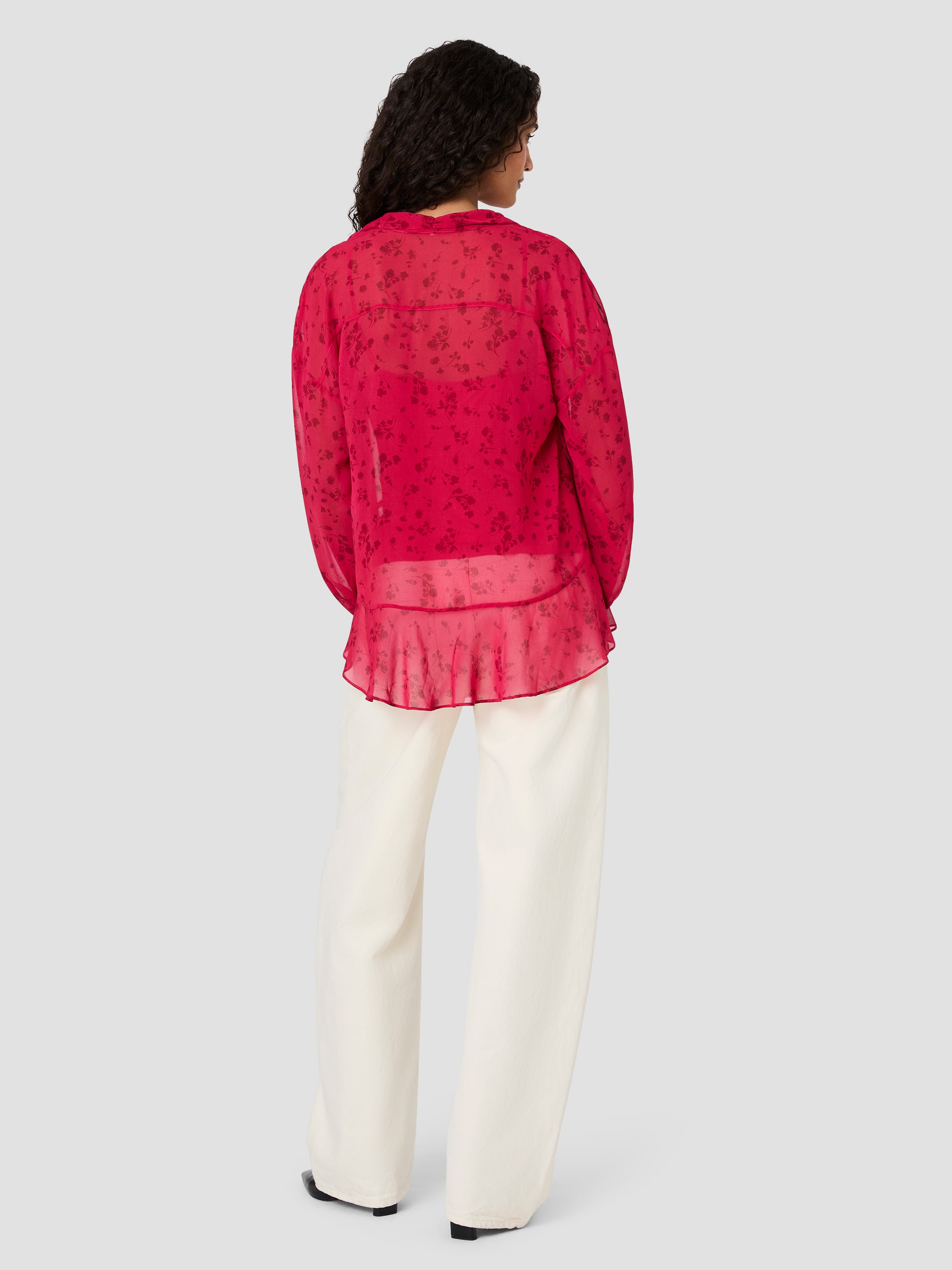 MARINA SILKY CHIFFON FLEUR LONG SLEEVE RUFFLE TOP VIEW 5 | New Arrivals