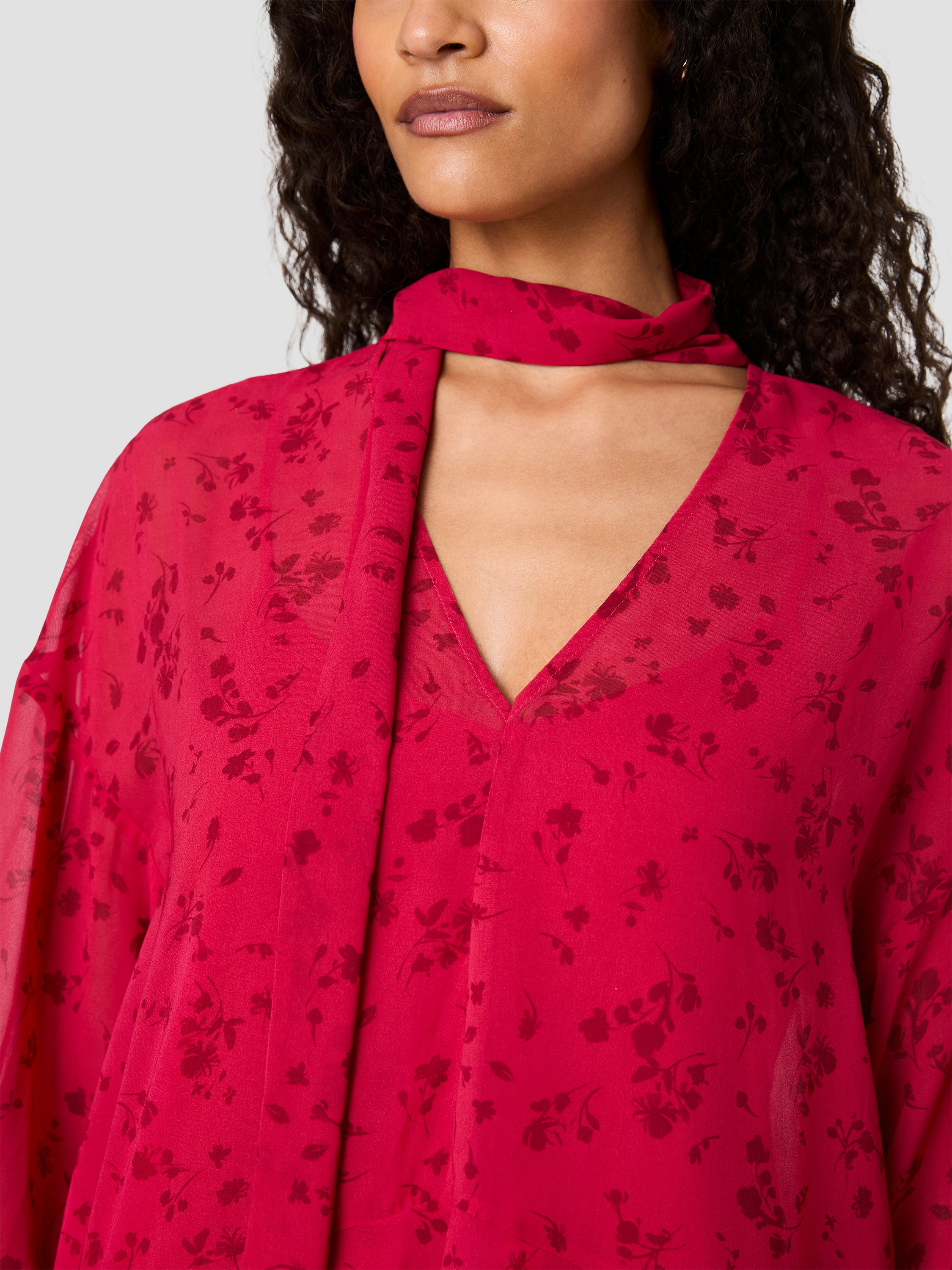 MARINA SILKY CHIFFON FLEUR LONG SLEEVE RUFFLE TOP VIEW 3 | New Arrivals