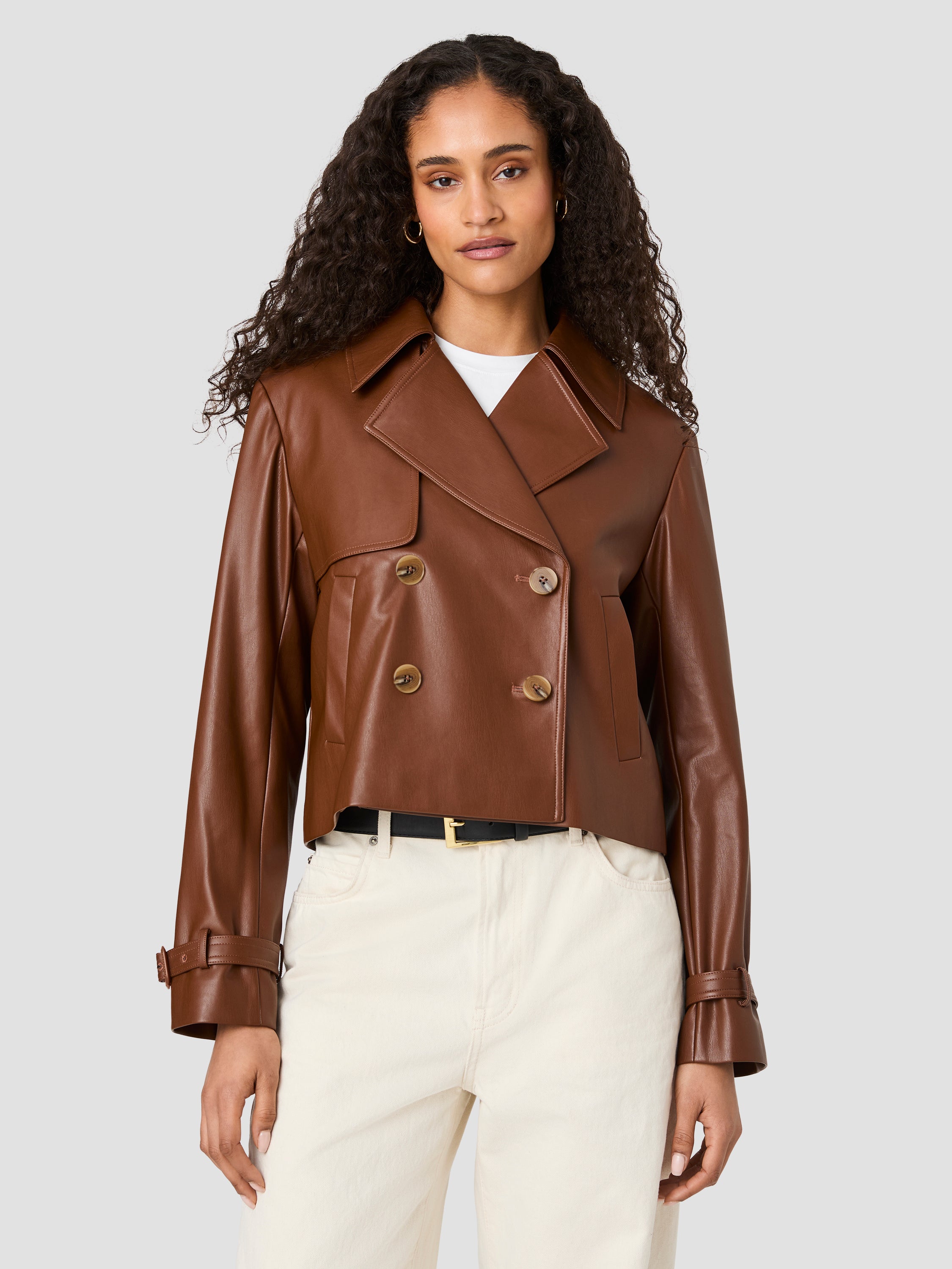 PORTO FAUX LEATHER CROPPED JACKET VIEW 3 | Coats & Jackets