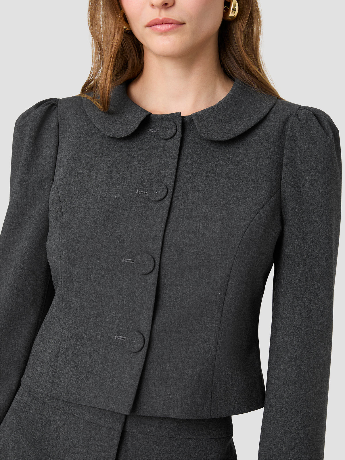 TAVI CROSSHATCH SUITING RUCHED SLEEVE JACKET VIEW 3
