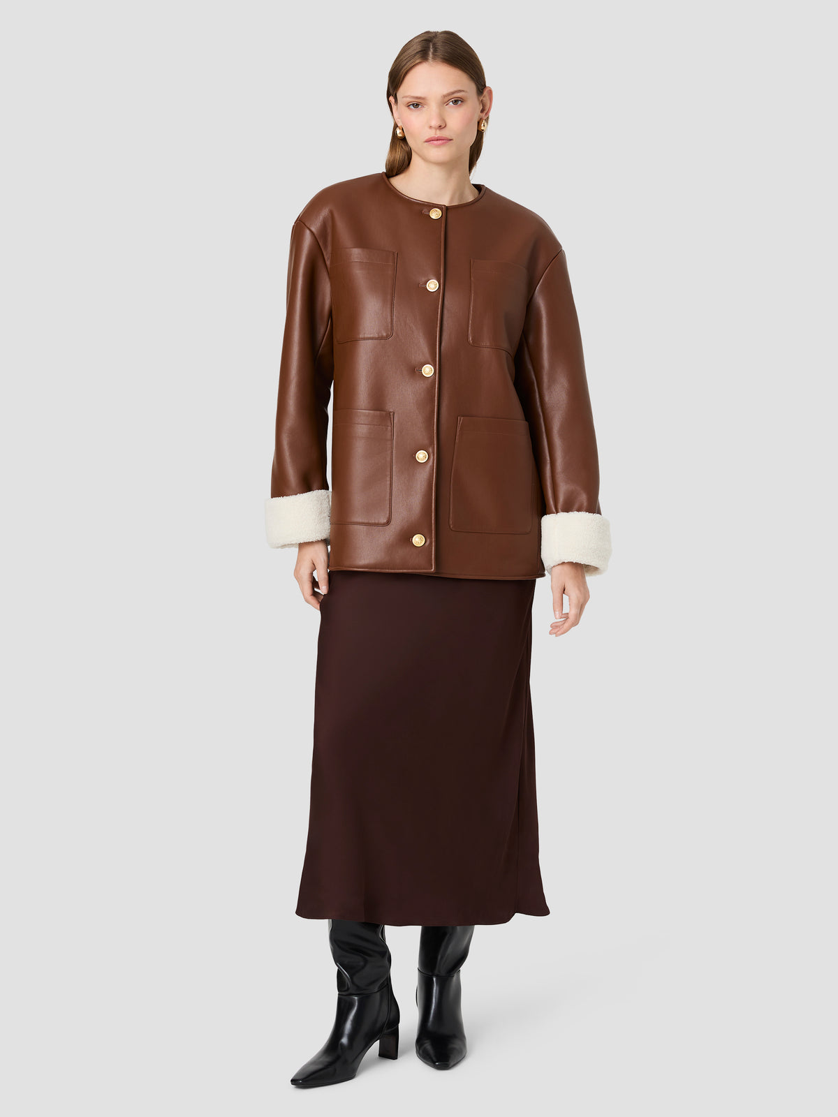 PORTO FAUX LEATHER SHERPA CUFF JACKET VIEW 8 | Best Sellers