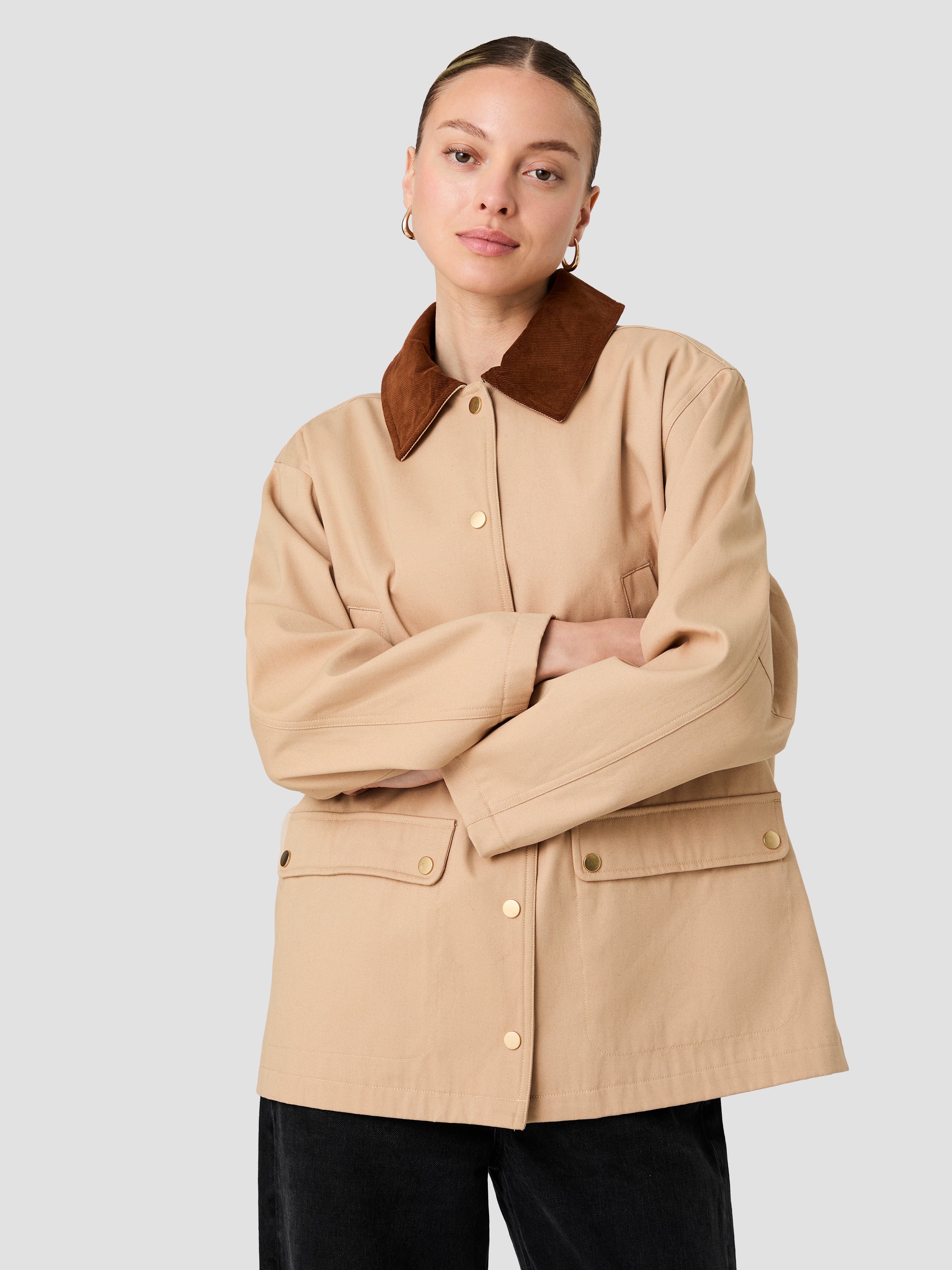 BARN JACKET WITH CORDUROY COLLAR VIEW 2