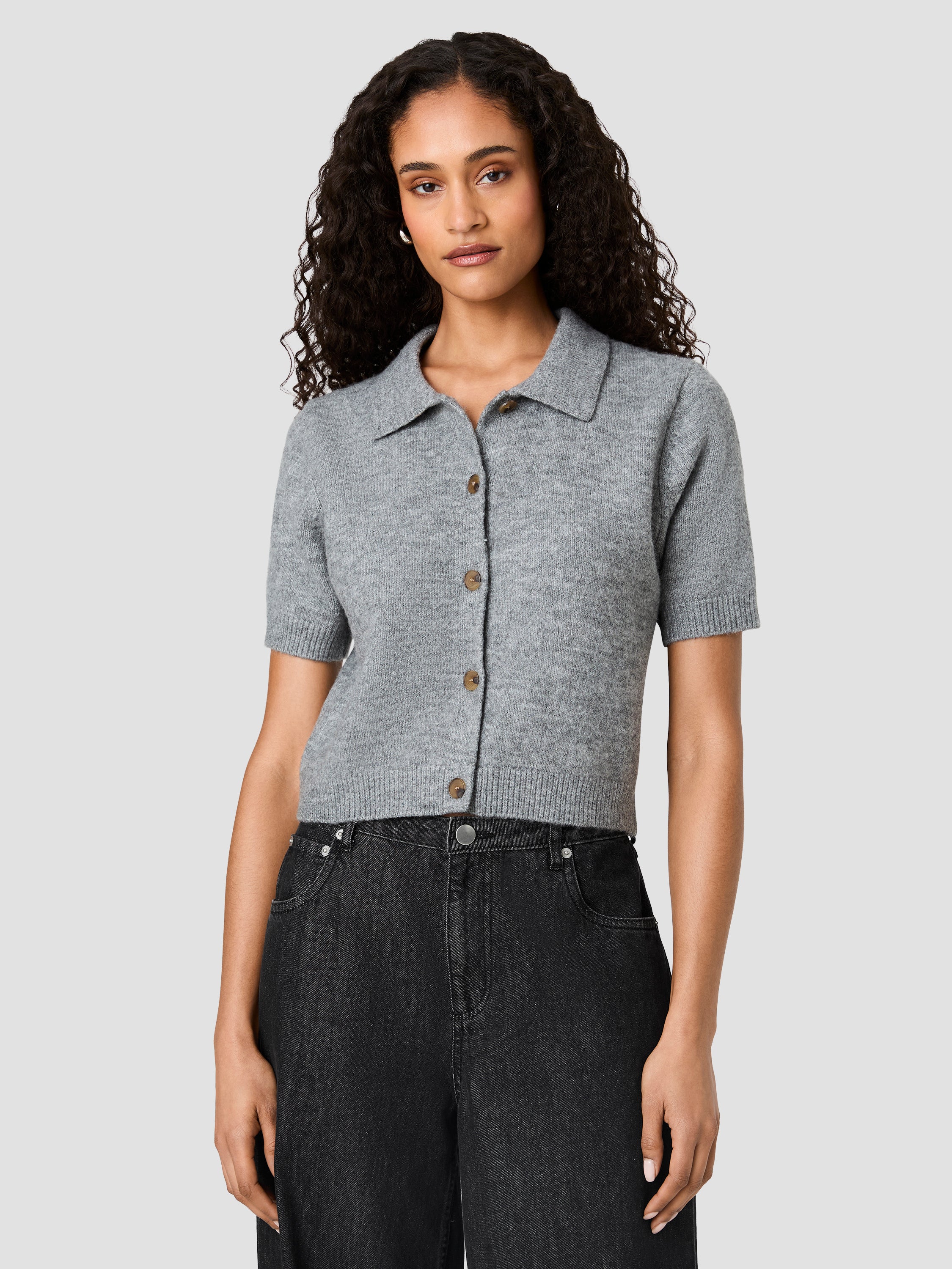 SUZIE KNIT SHORT SLEEVE COLLAR TOP View 2 | Products