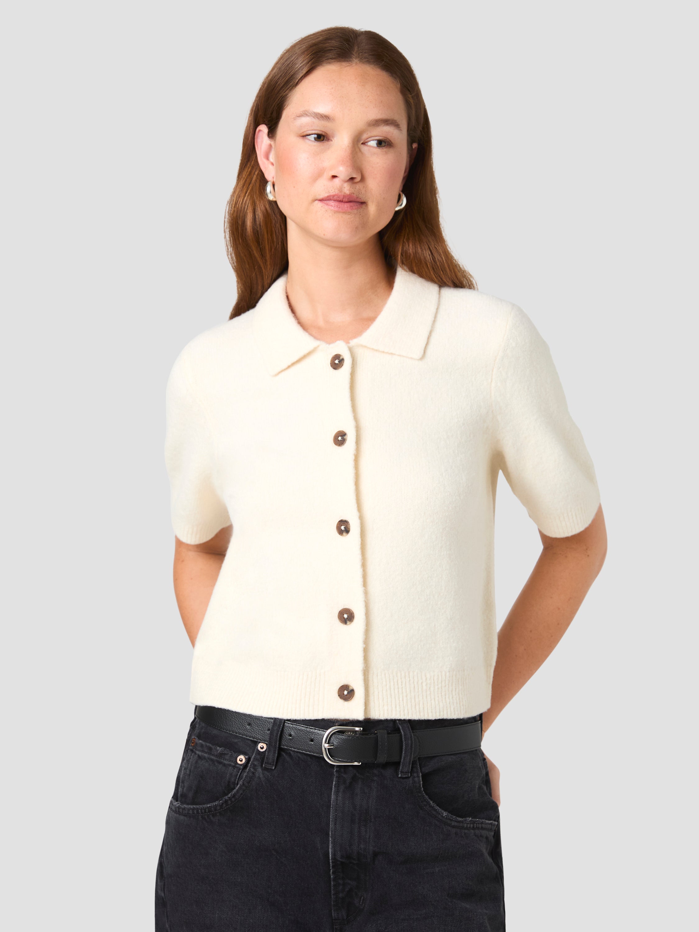 SUZIE KNIT SHORT SLEEVE COLLAR TOP View 2 | Products