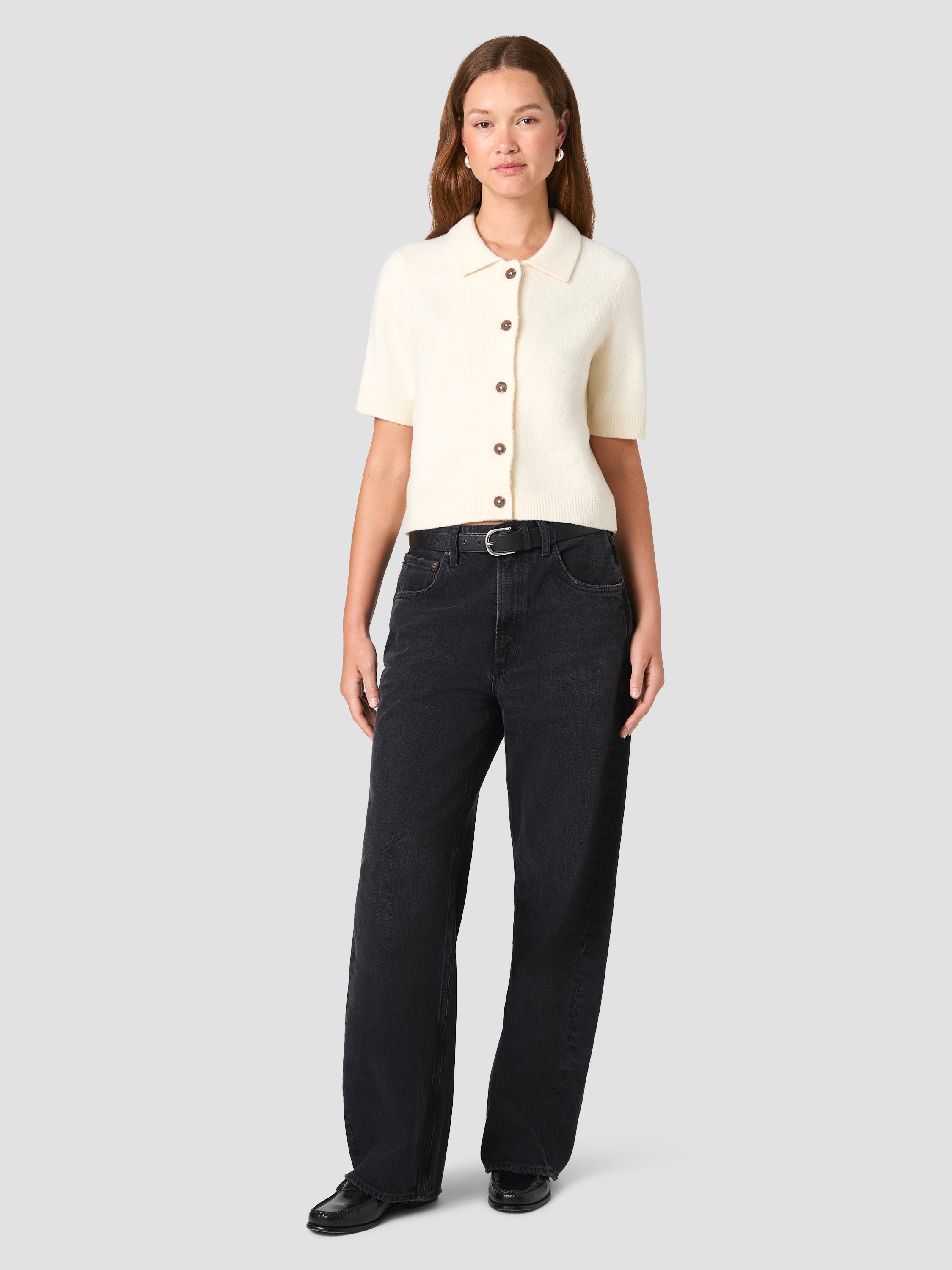 SUZIE KNIT SHORT SLEEVE COLLAR TOP VIEW 6
