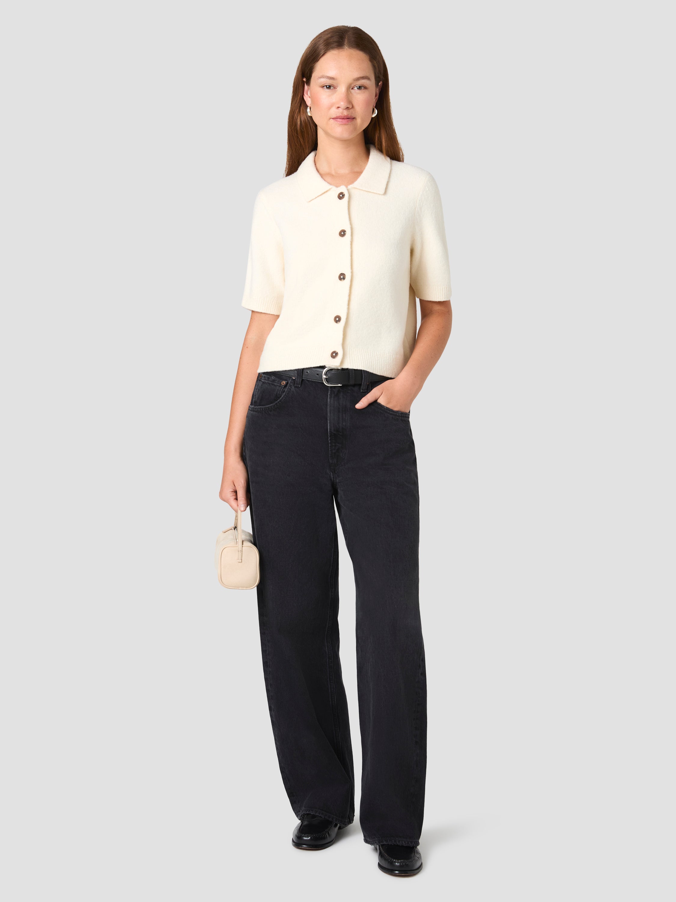 SUZIE KNIT SHORT SLEEVE COLLAR TOP View 1 | Products