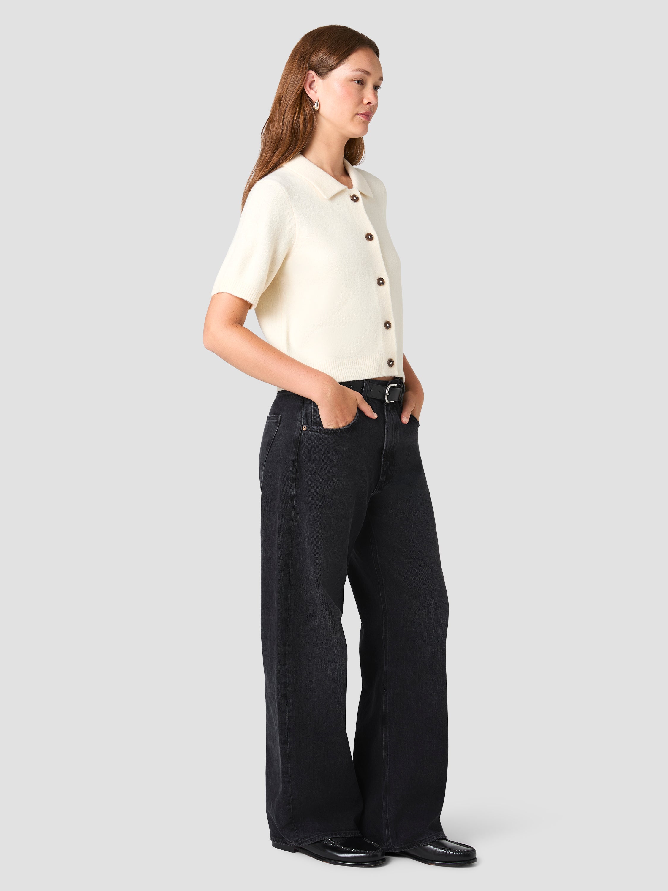 SUZIE KNIT SHORT SLEEVE COLLAR TOP VIEW 4