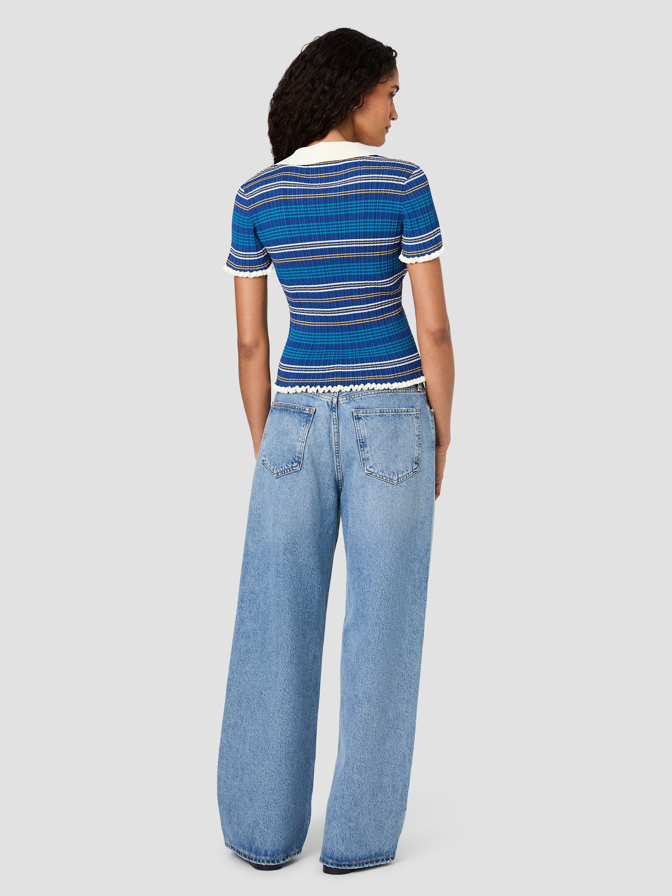 CRINKLE KNIT RIB MULTI STRIPE TOP VIEW 3 | Shirts & Tops