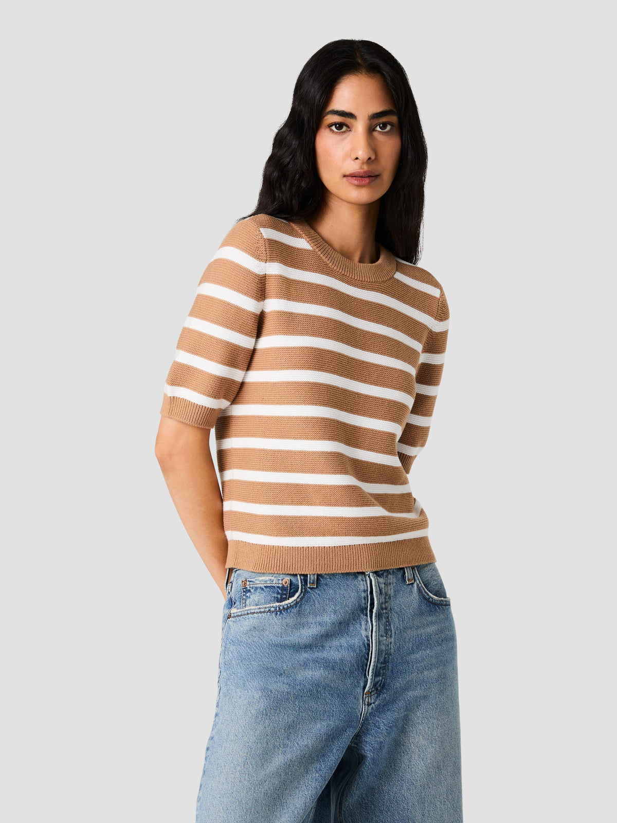 MOZART STRIPE SHORT SLEEVE SWEATER View 2 | The Layering Shop