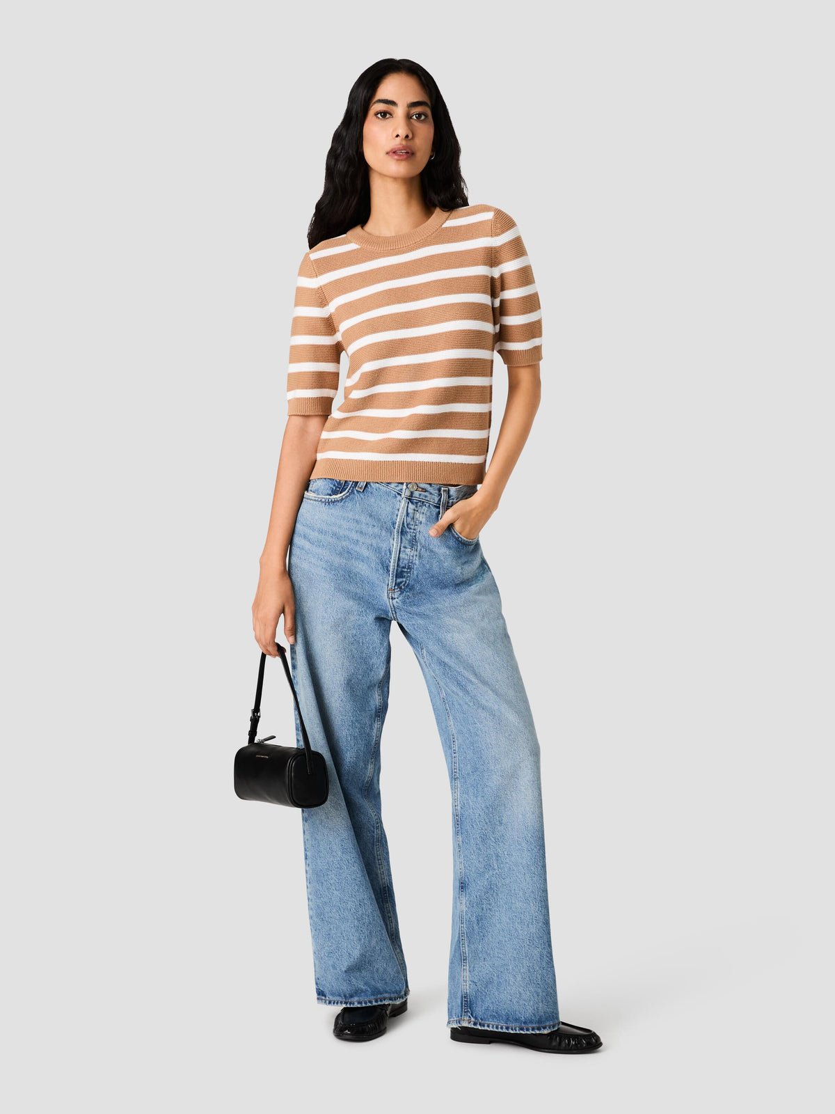 MOZART STRIPE SHORT SLEEVE SWEATER View 1 | The Layering Shop