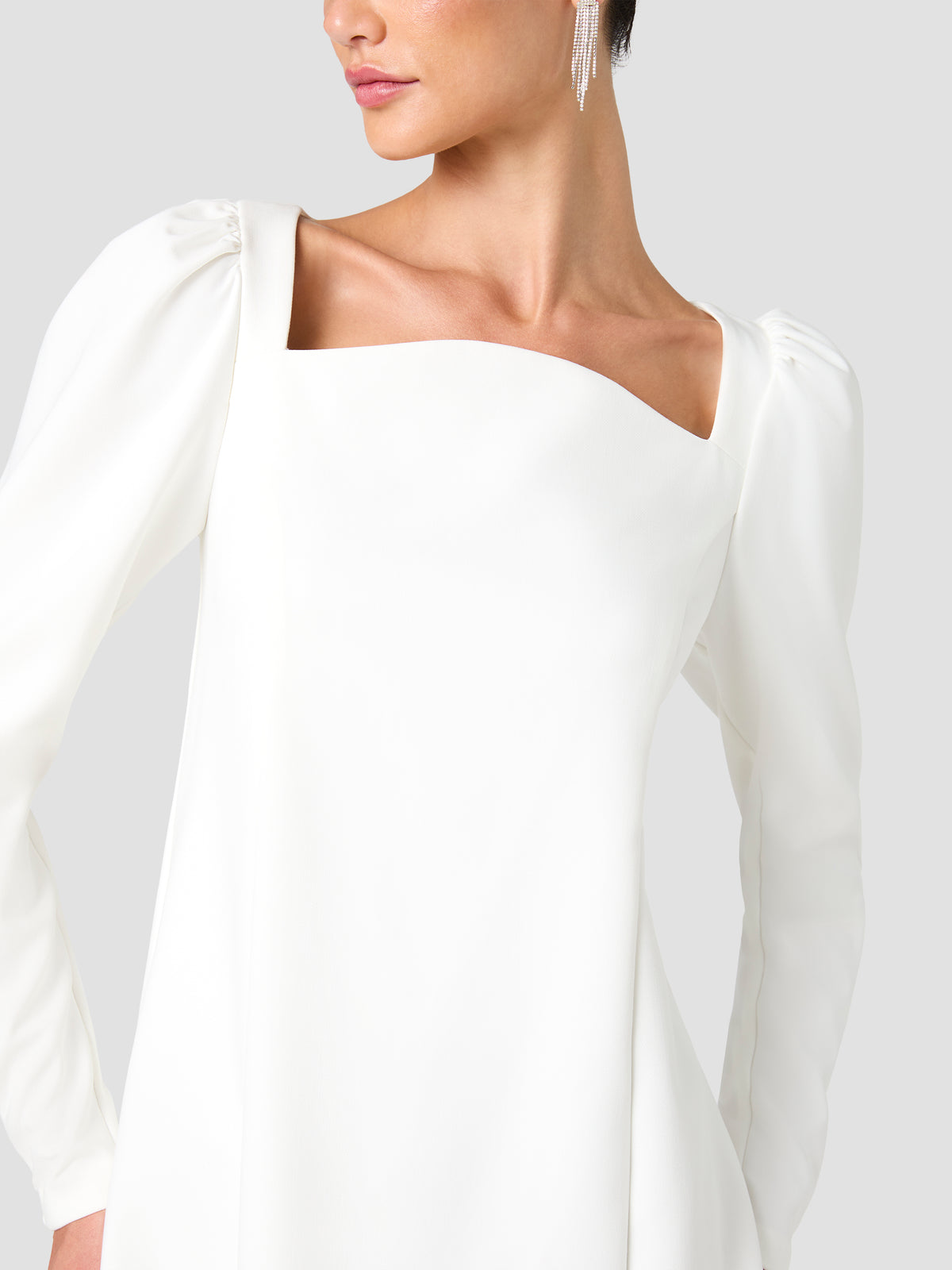 AZRA TWILL PUFF SLEEVE SHIFT MINI DRESS VIEW 3 | Women's