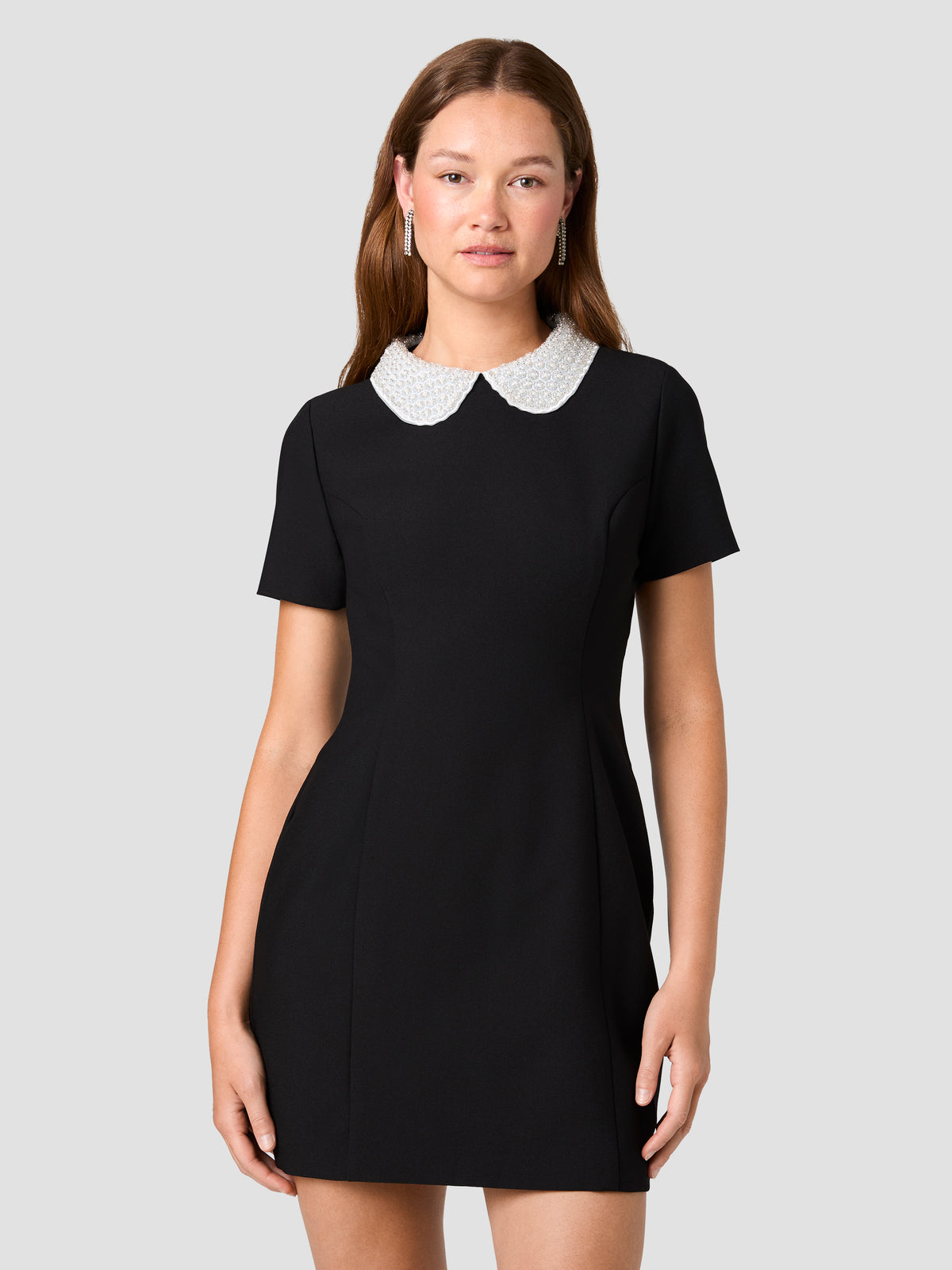 SHELBY TWILL EMBELLISHED COLLAR MINI DRESS View 2 | Women's Shop All