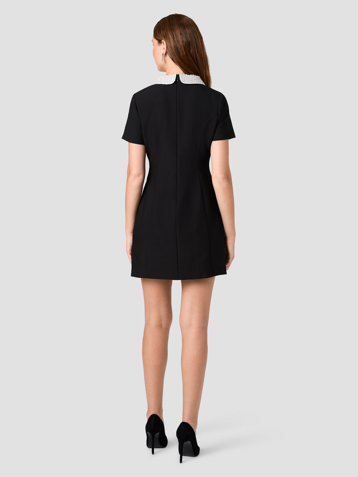SHELBY TWILL EMBELLISHED COLLAR MINI DRESS VIEW 4 | Women's
