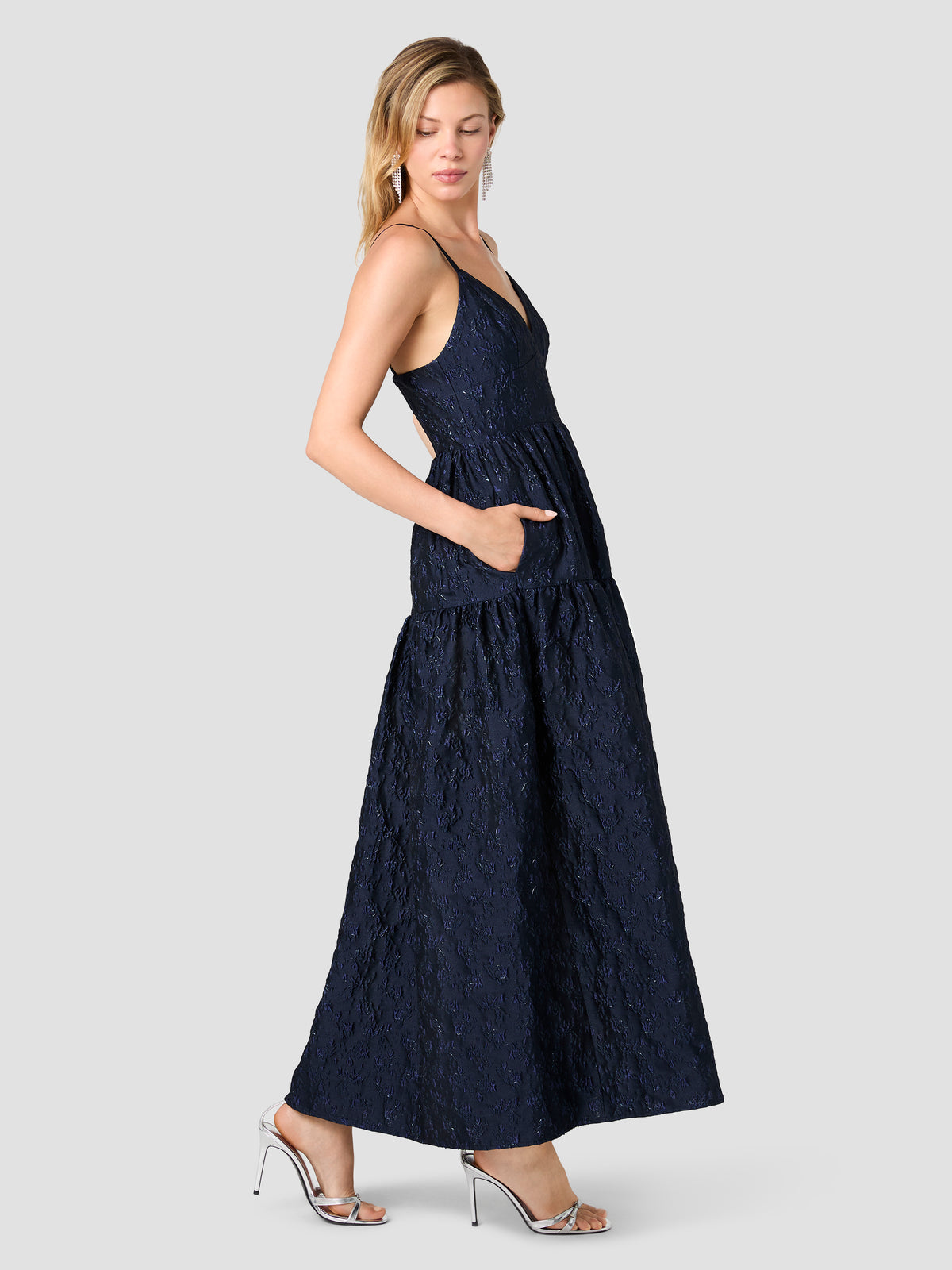 ANAYA FLORAL JACQUARD STRAPPY MAXI DRESS VIEW 4