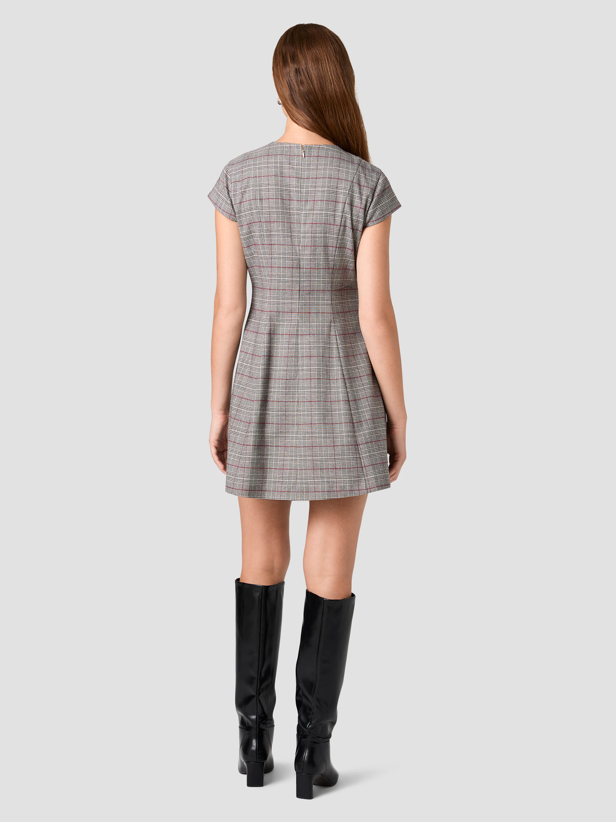 LEONIE TARTAN PLAID BUTTON FRONT MINI DRESS VIEW 4 | Women's Shop All