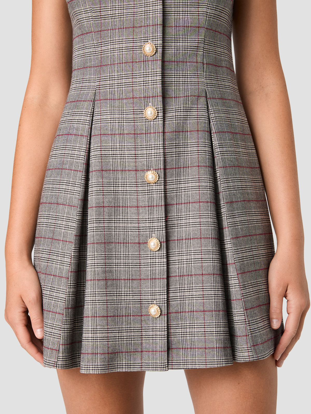LEONIE TARTAN PLAID BUTTON FRONT MINI DRESS VIEW 3 | Women's Shop All
