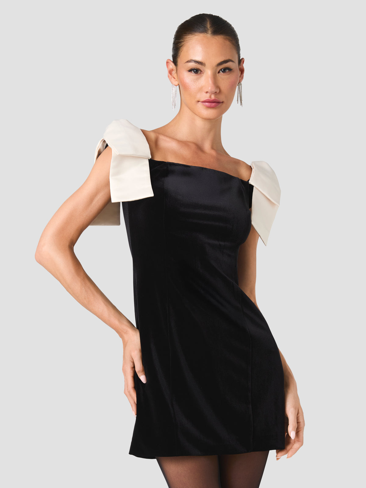 VELVET CAREY SATIN BOW MINI DRESS View 2 | Women's