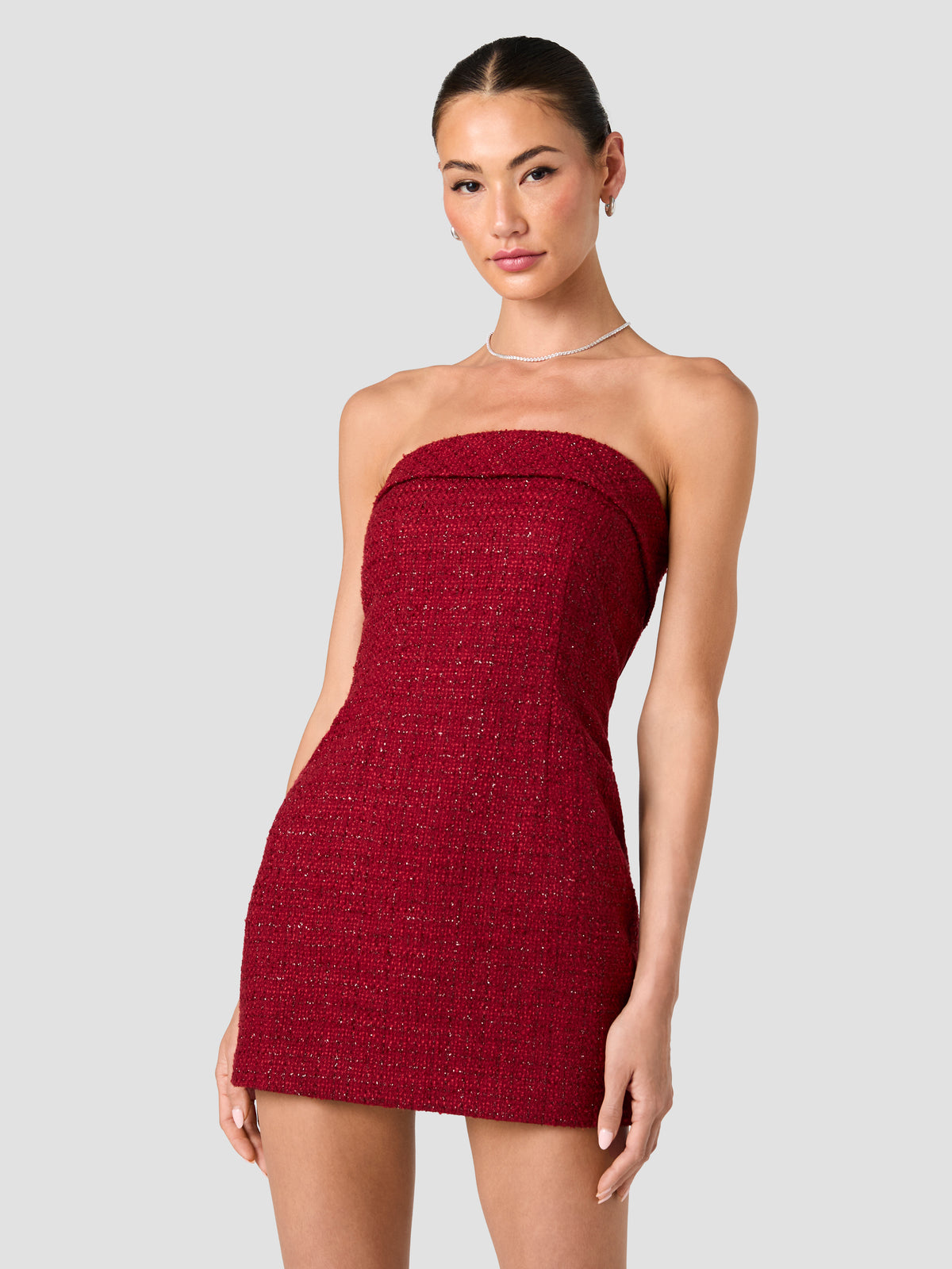 SHANTE SHIMMER TWEED STRAPLESS MINI DRESS View 2