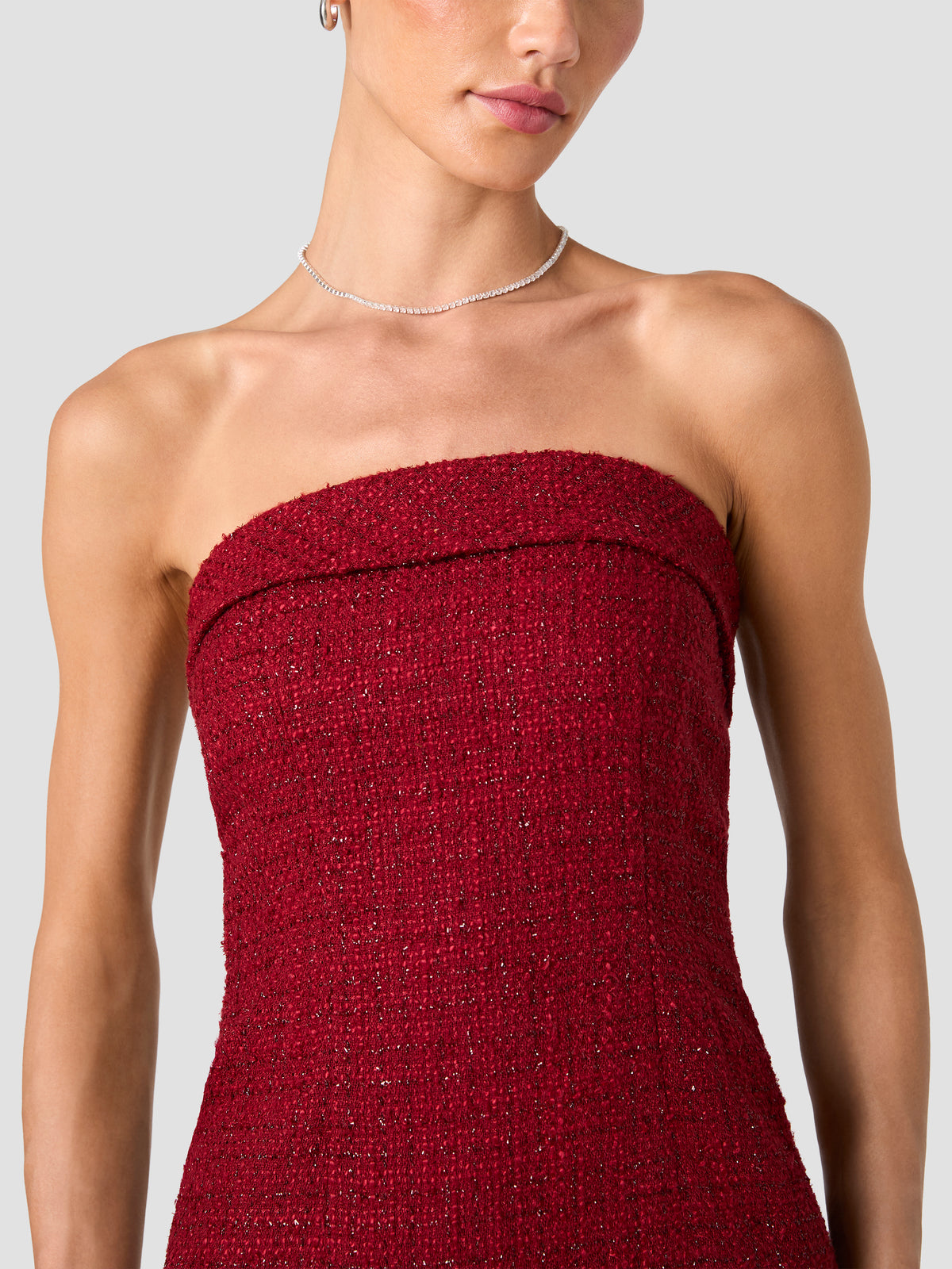 SHANTE SHIMMER TWEED STRAPLESS MINI DRESS VIEW 3