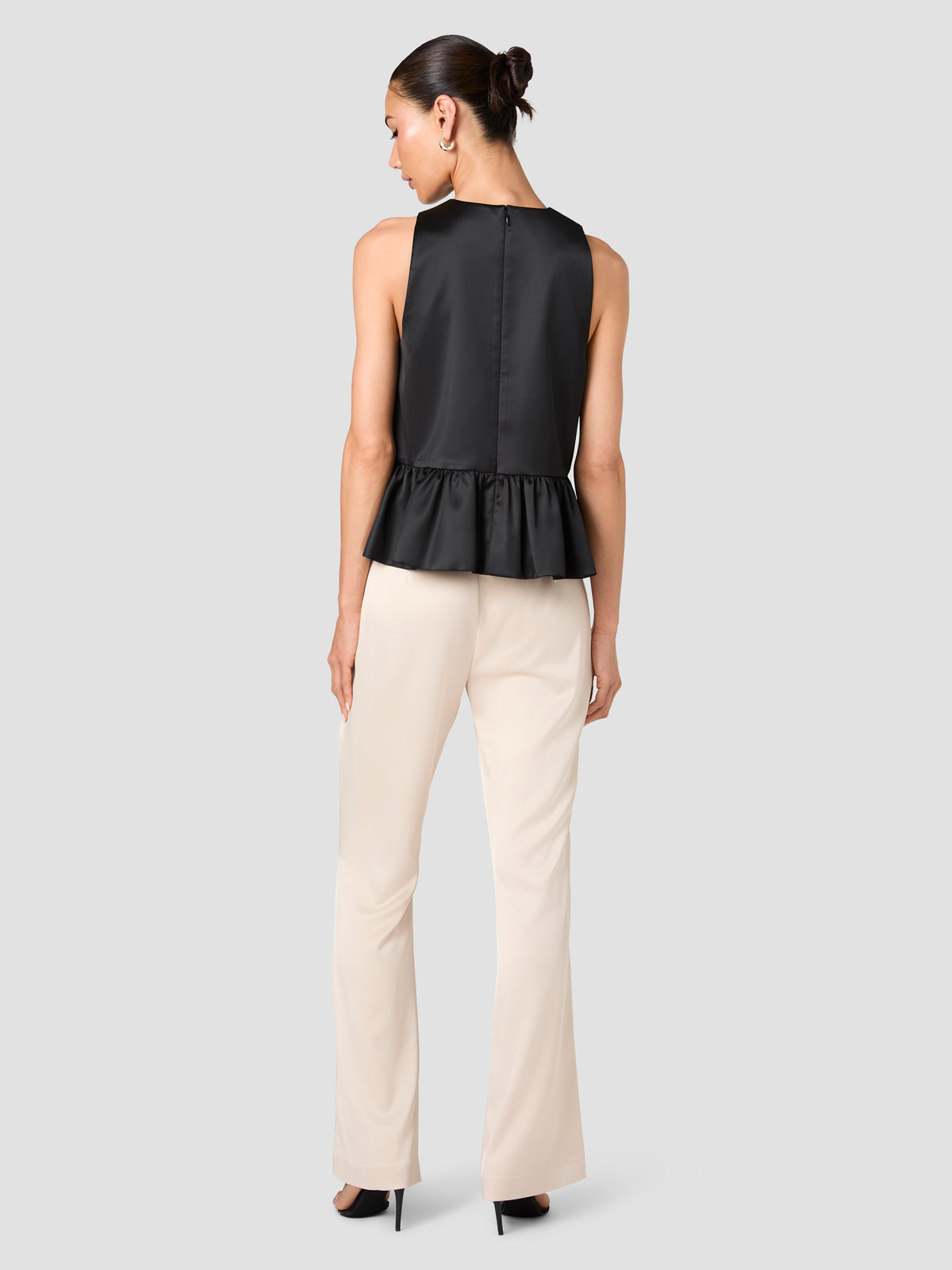 CAREY SATIN SLEEVELESS PEPLUM TOP VIEW 4