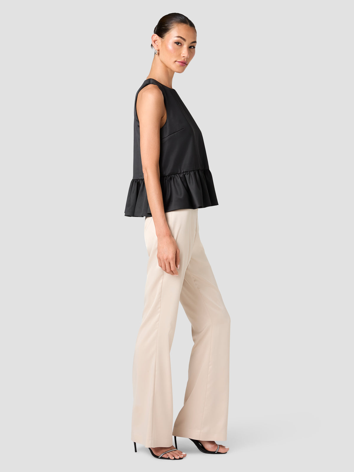 CAREY SATIN SLEEVELESS PEPLUM TOP VIEW 5