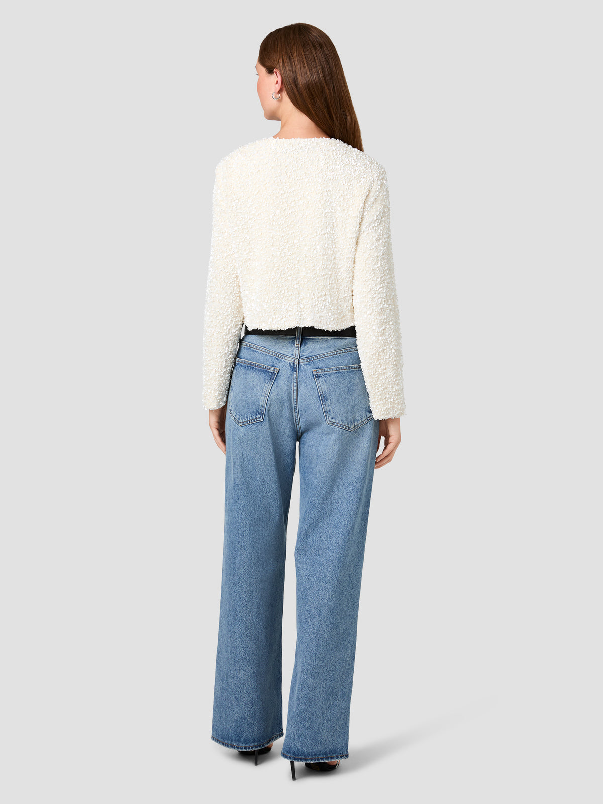 SEQUIN STRETCH VELVET COMBO LONG SLEEVE TOP VIEW 4