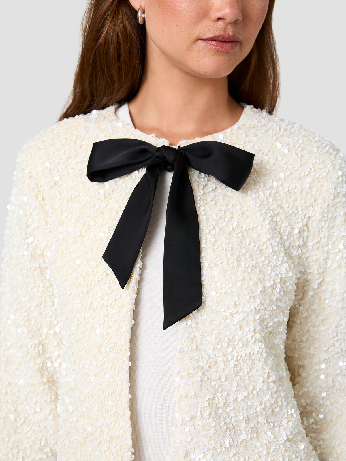 SEQUIN STRETCH VELVET COMBO LONG SLEEVE TOP VIEW 3