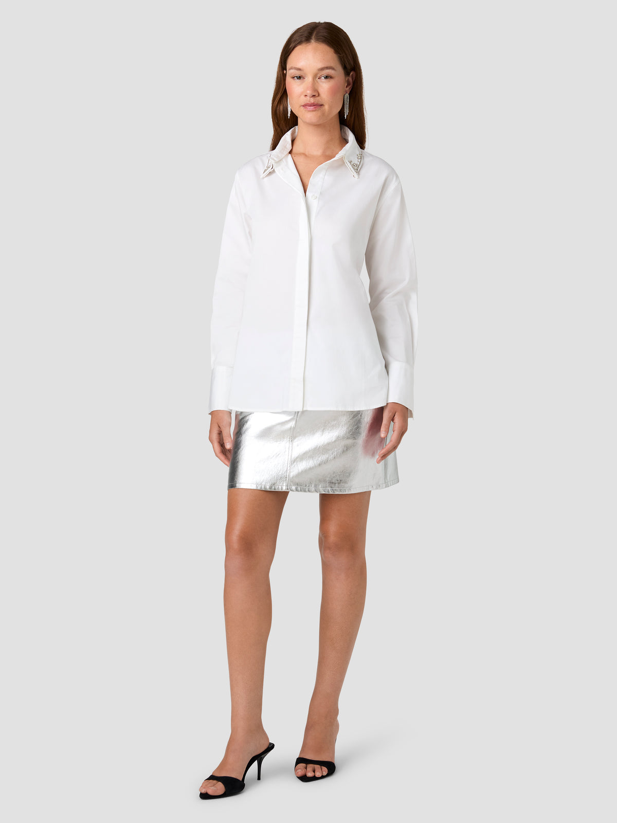 ALEXIS POPLIN EMBELLISHED COLLAR BUTTON DOWN SHIRT VIEW 6