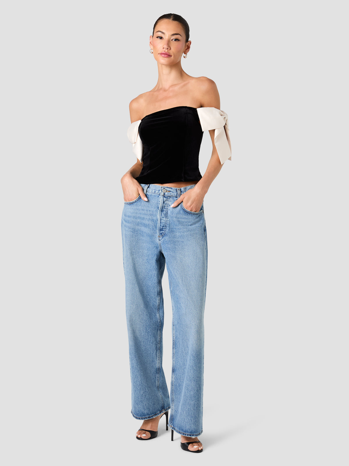 VELVET CAREY SATIN BOW TOP VIEW 6