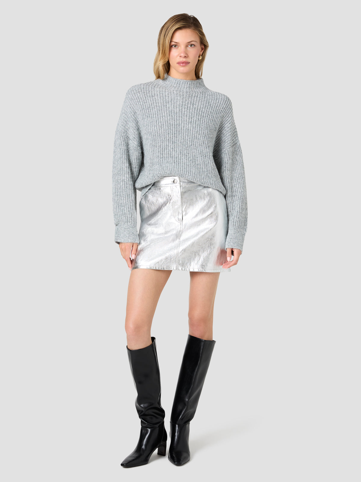 MIMI METALLIC FAUX LEATHER MINI SKIRT VIEW 5