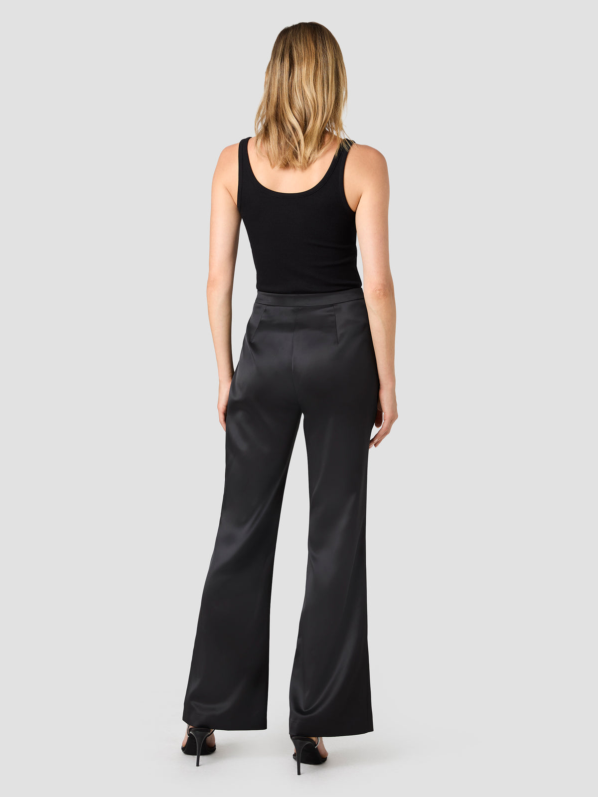 MAELYS STRETCH SATIN FLARE TROUSERS VIEW 4