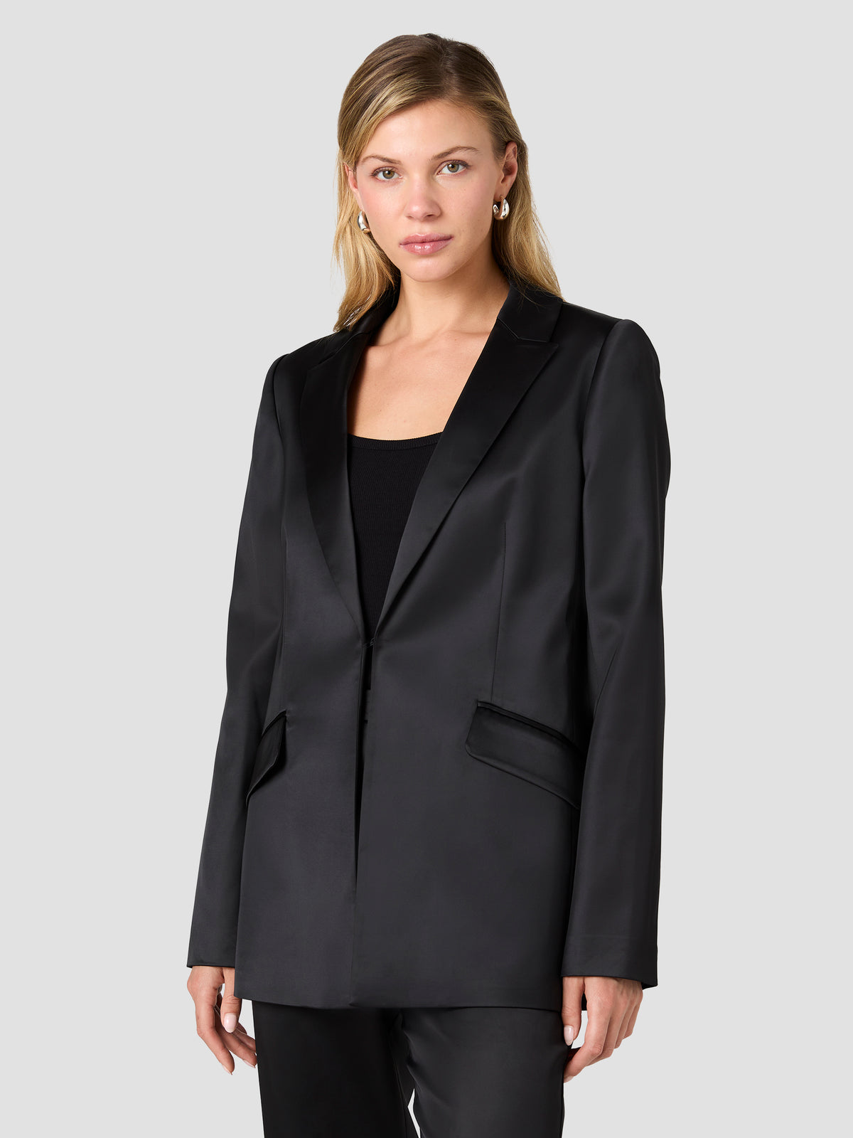 MAELYS STRETCH SATIN OVERSIZED BLAZER View 2 | Coats & Jackets