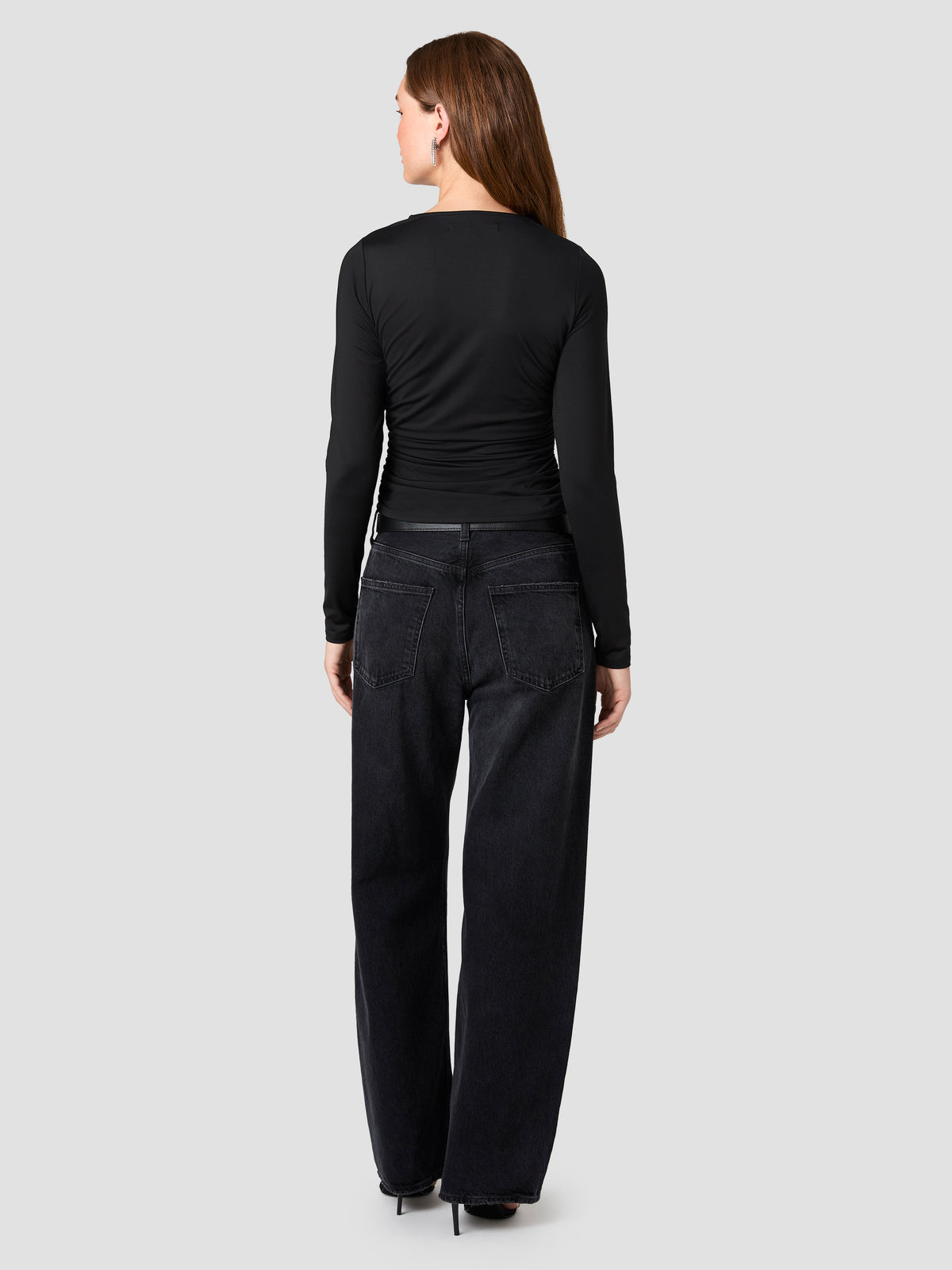 SHAY SLINKY JERSEY KNIT RUCHED TOP VIEW 5