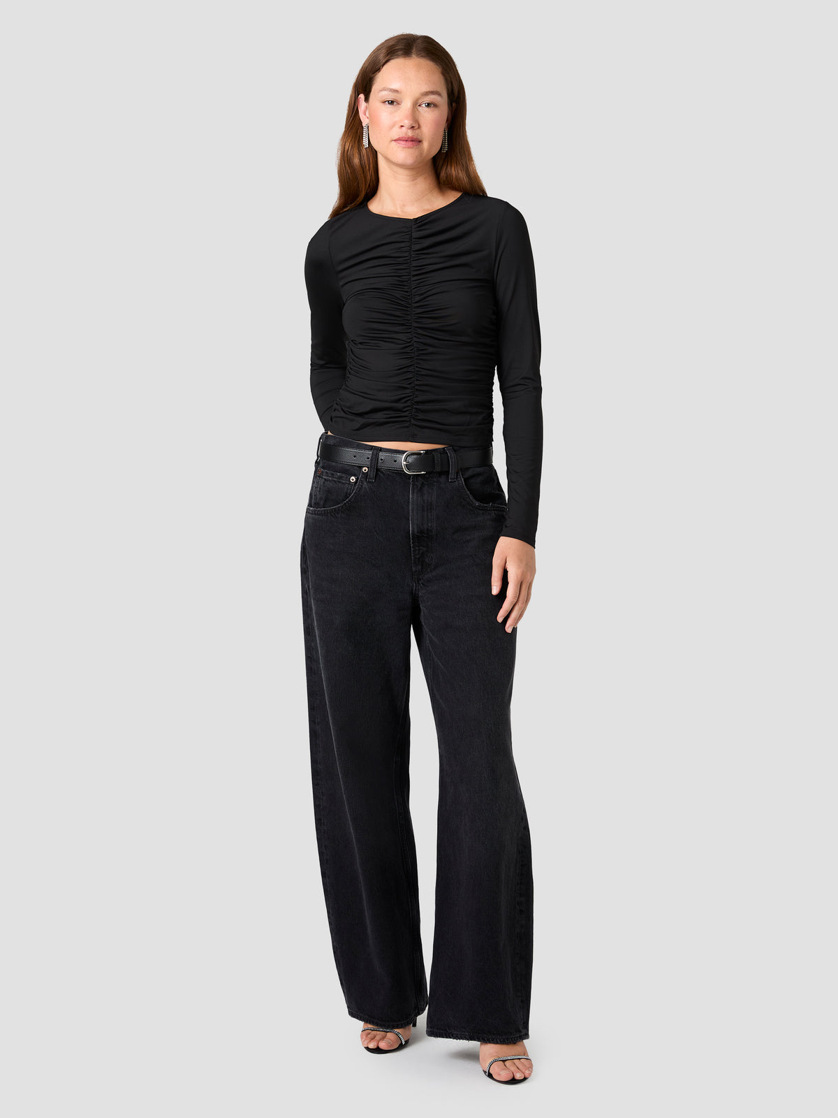 SHAY SLINKY JERSEY KNIT RUCHED TOP VIEW 6