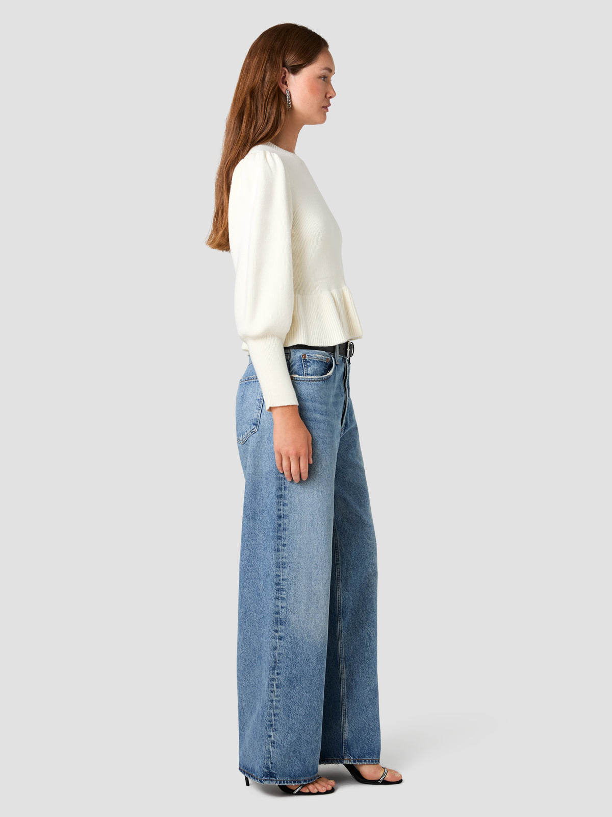 SLOANE KNIT BALLOON SLEEVE PEPLUM PULLOVER SWEATER VIEW 5 | Shirts & Tops