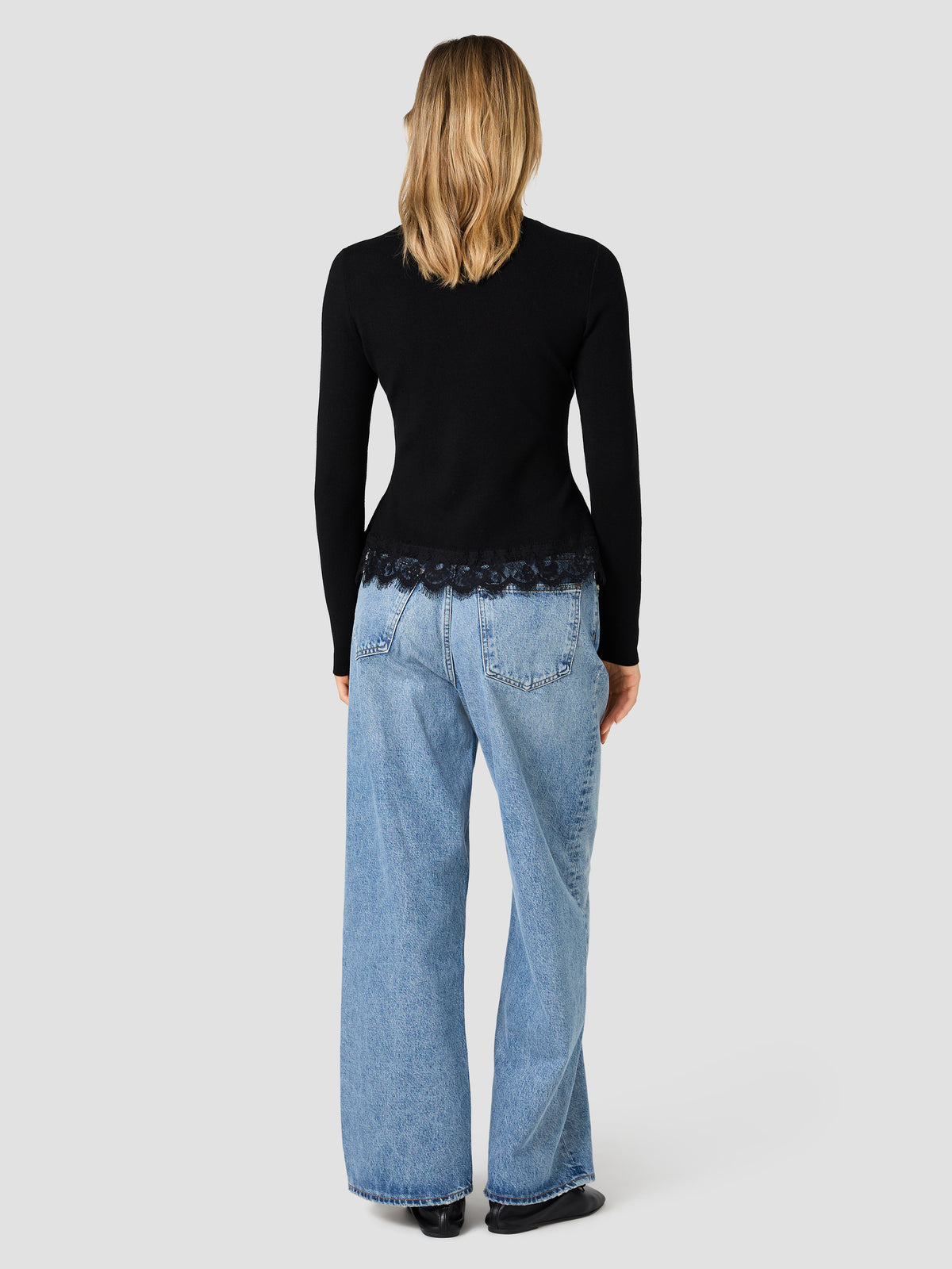 MAXIME KNIT LACE HEM LONG SLEEVE TOP VIEW 4 | The Layering Shop