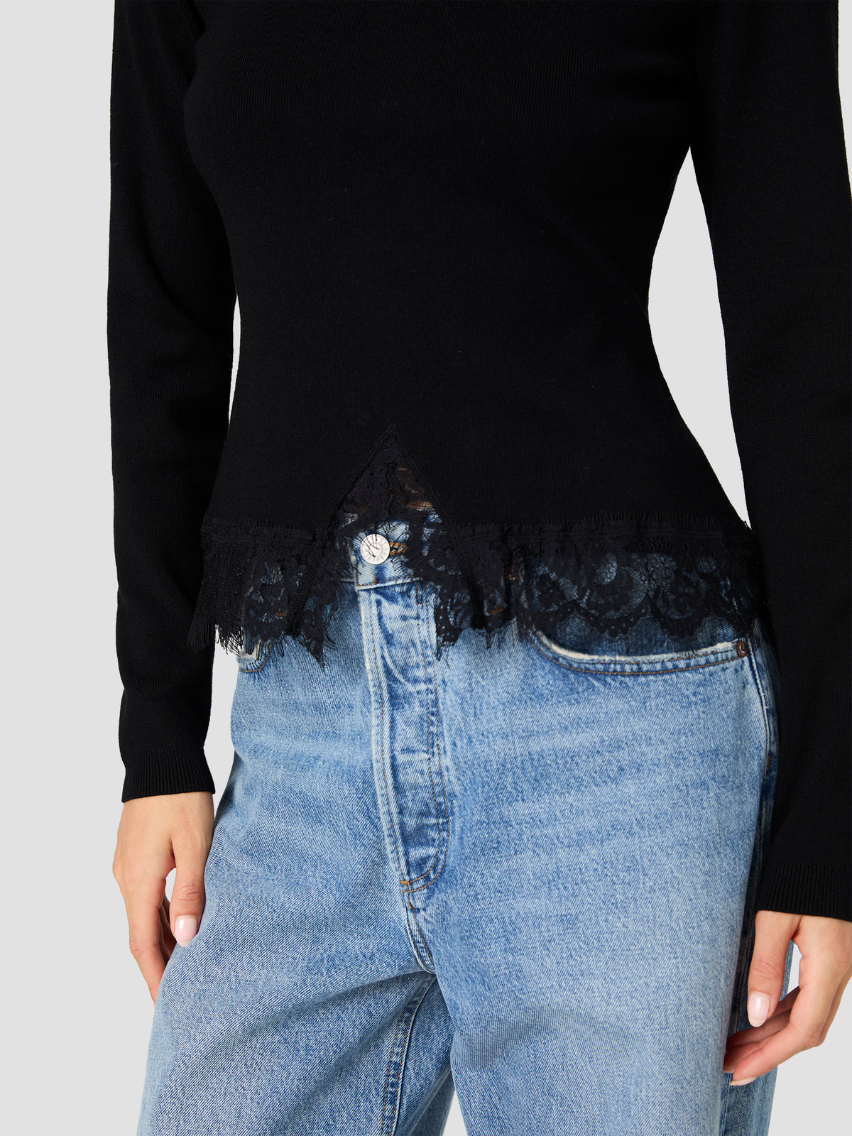 MAXIME KNIT LACE HEM LONG SLEEVE TOP VIEW 3 | The Layering Shop