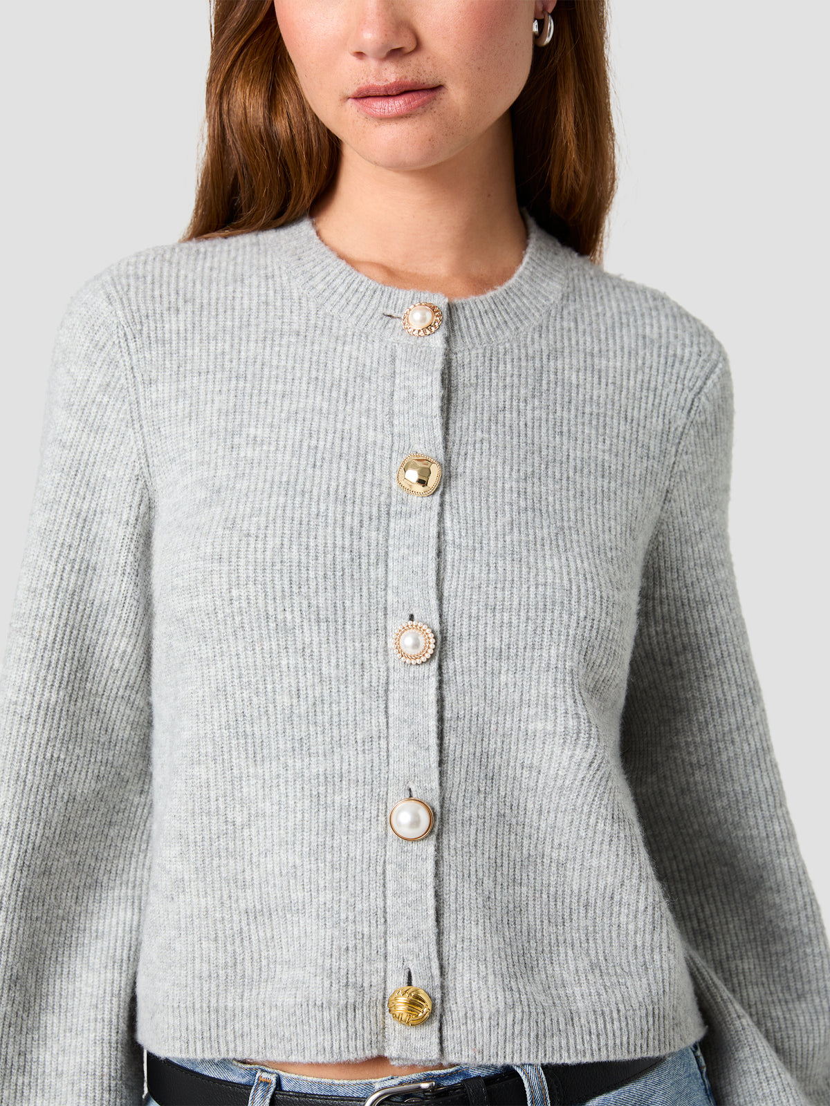 KODA KNIT MULTI BUTTON CREW NECK CARDIGAN VIEW 3 | The Layering Shop