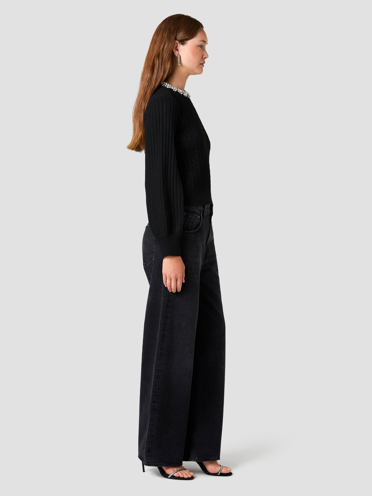 AVEA KNIT CABLE EMBELLISHED LONG SLEEVE SWEATER VIEW 5 | Women's Shop All