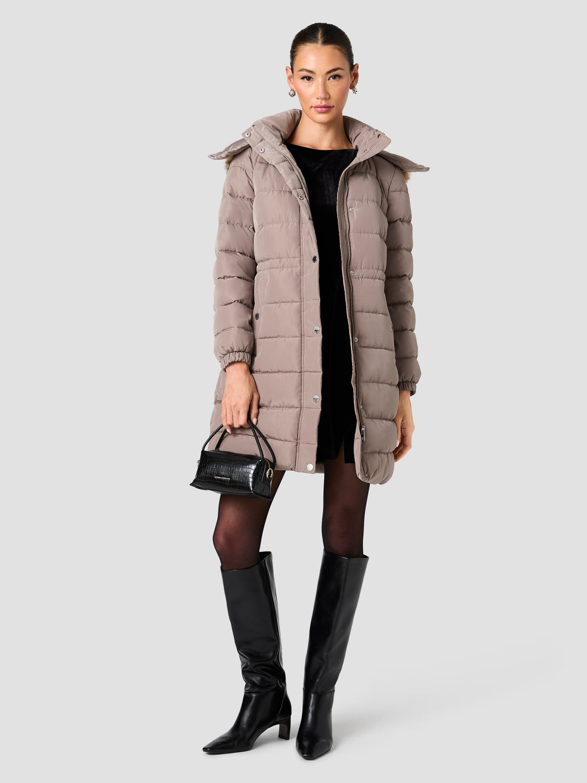 KYLE FUR HOODED PUFFER JACKET VIEW 1
