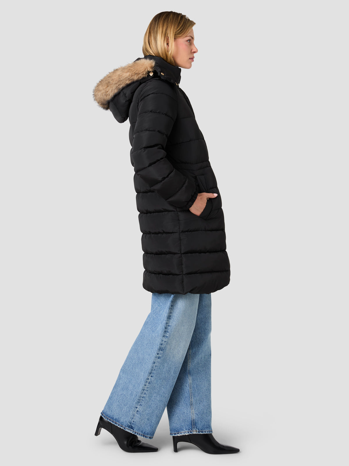 KYLE FUR HOODED PUFFER JACKET VIEW 4