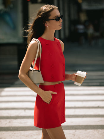 Azra Twill Double Breasted Mini Skirt