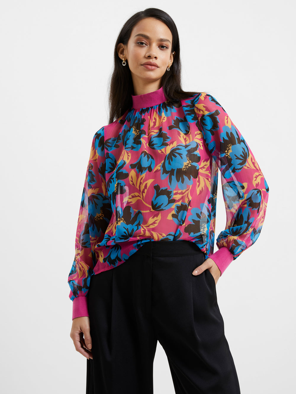 Darla Recycled Eloise High Neck Top Fuchsia | French Connection US