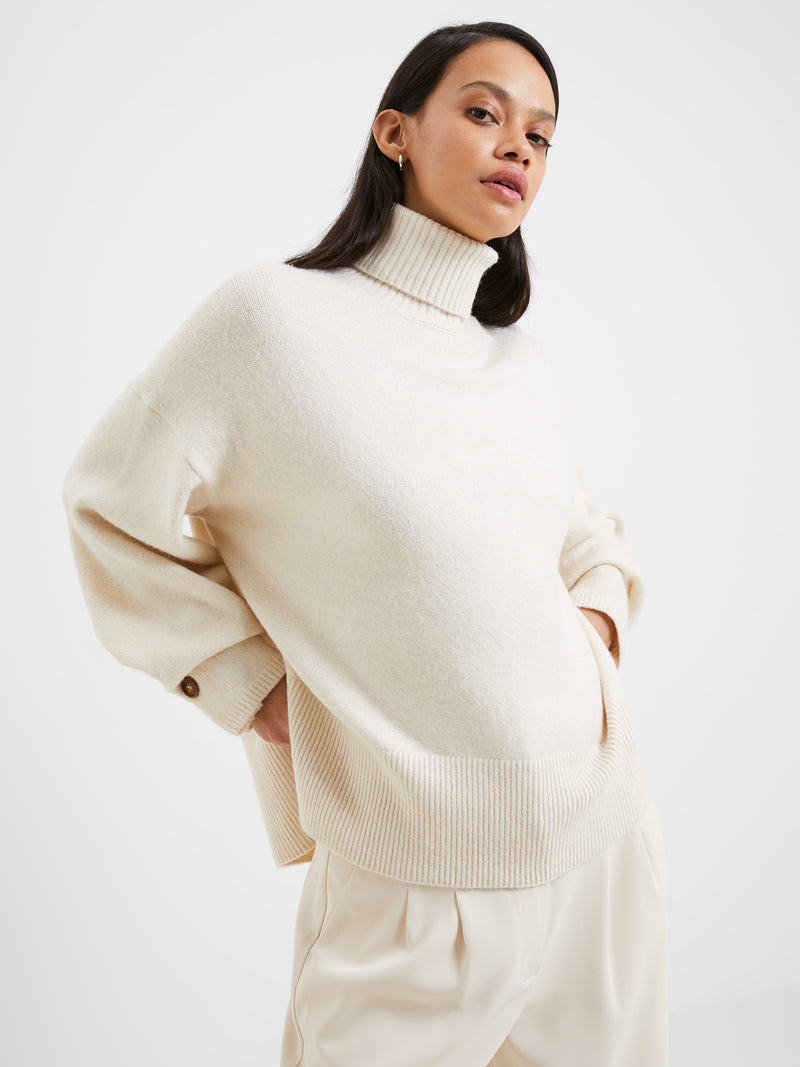 Cozy Cashmere Blend Turtleneck Sweater in Cream