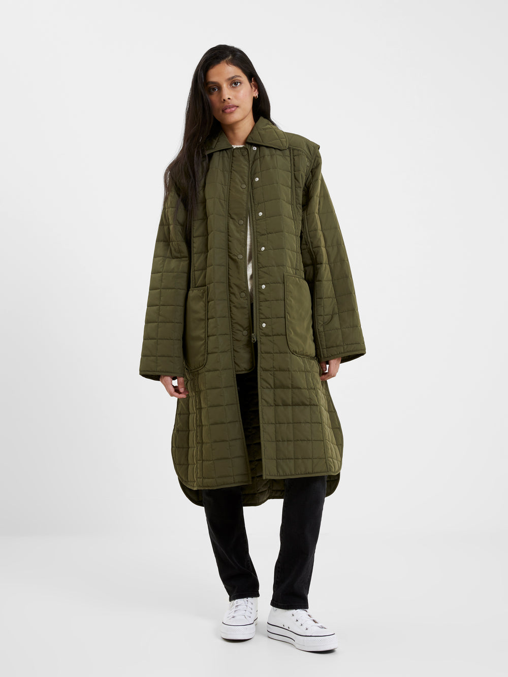 Aris Quilt Coat Olive Night French Connection US