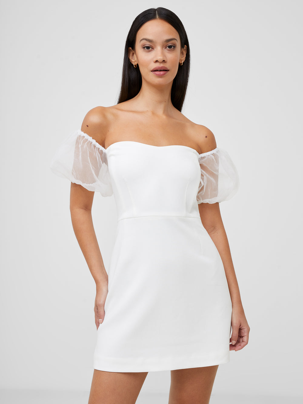 Whisper Organza Puff Sleeve Dress Summer White | French Connection US
