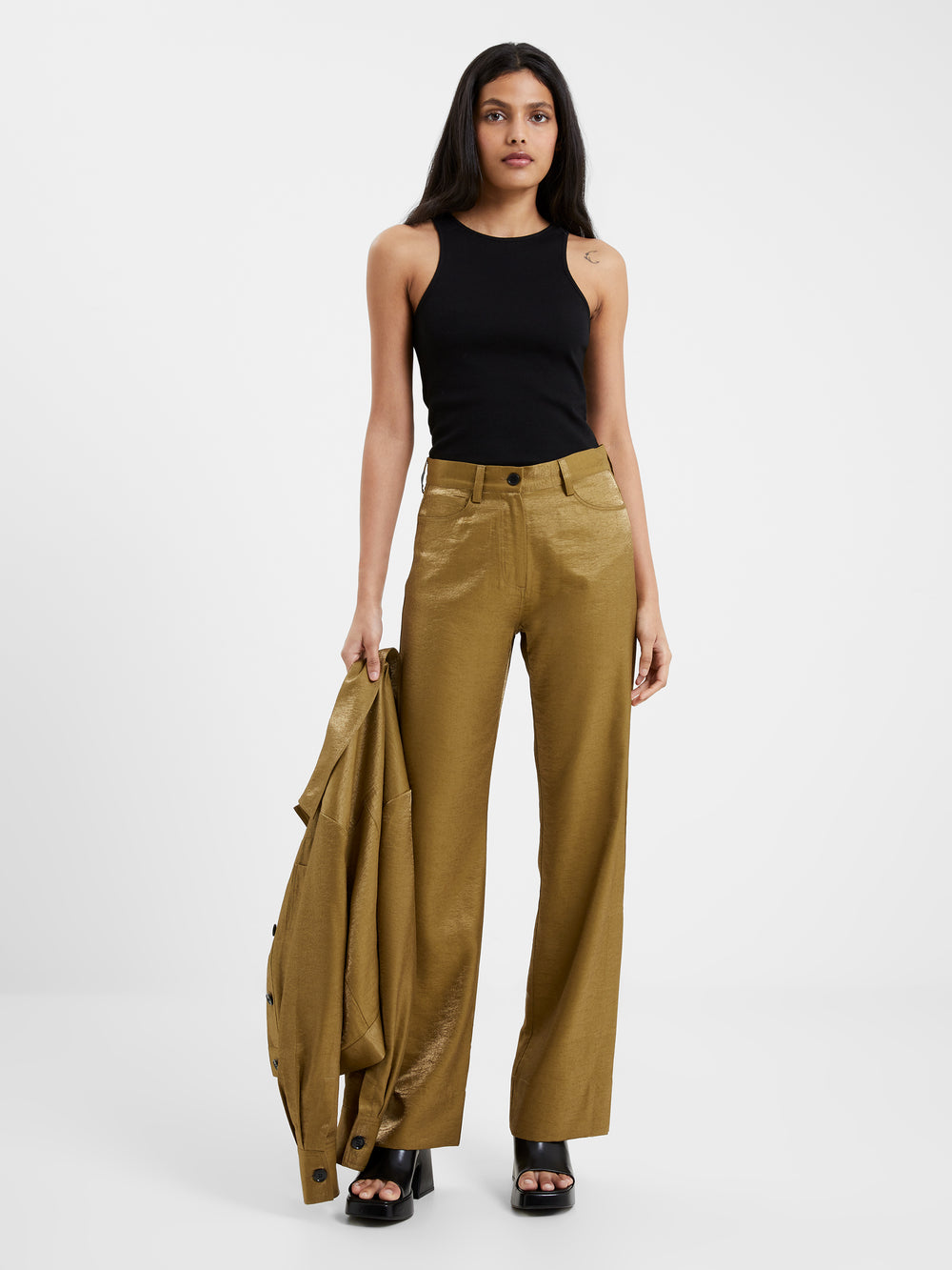 Cammie Shimmer Flare Trousers Nutria US Connection French 
