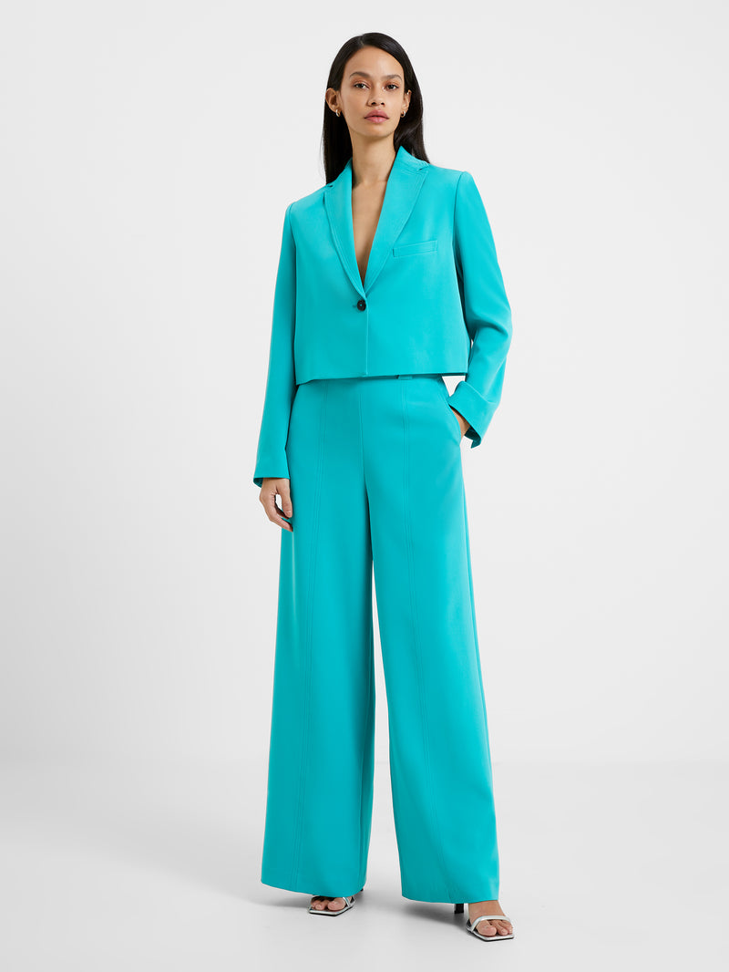 Teal green cotton straight pant | Kiran's Boutique