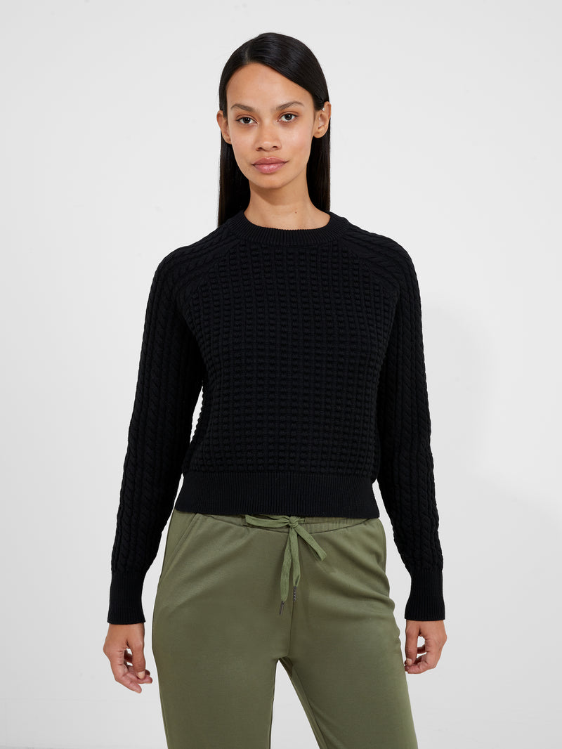 Mozart Popcorn Cable Knit Sweater Black | French Connection US