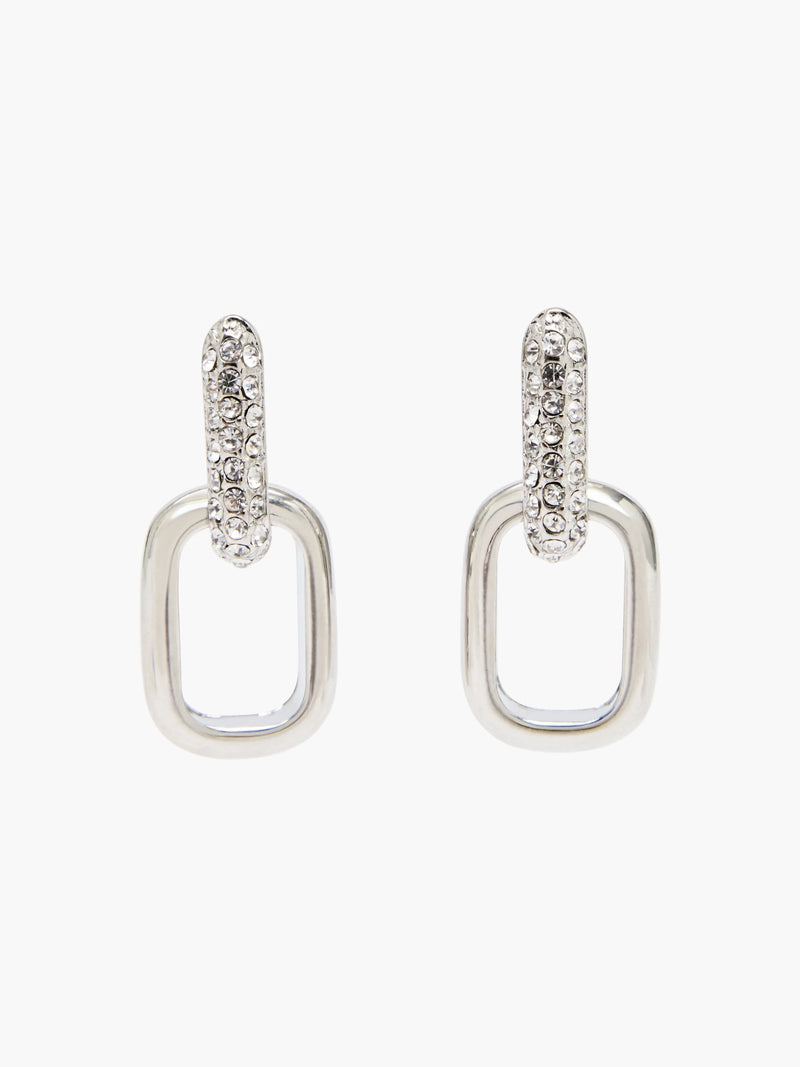 Half Pave Diamante Link Hoop Earrings